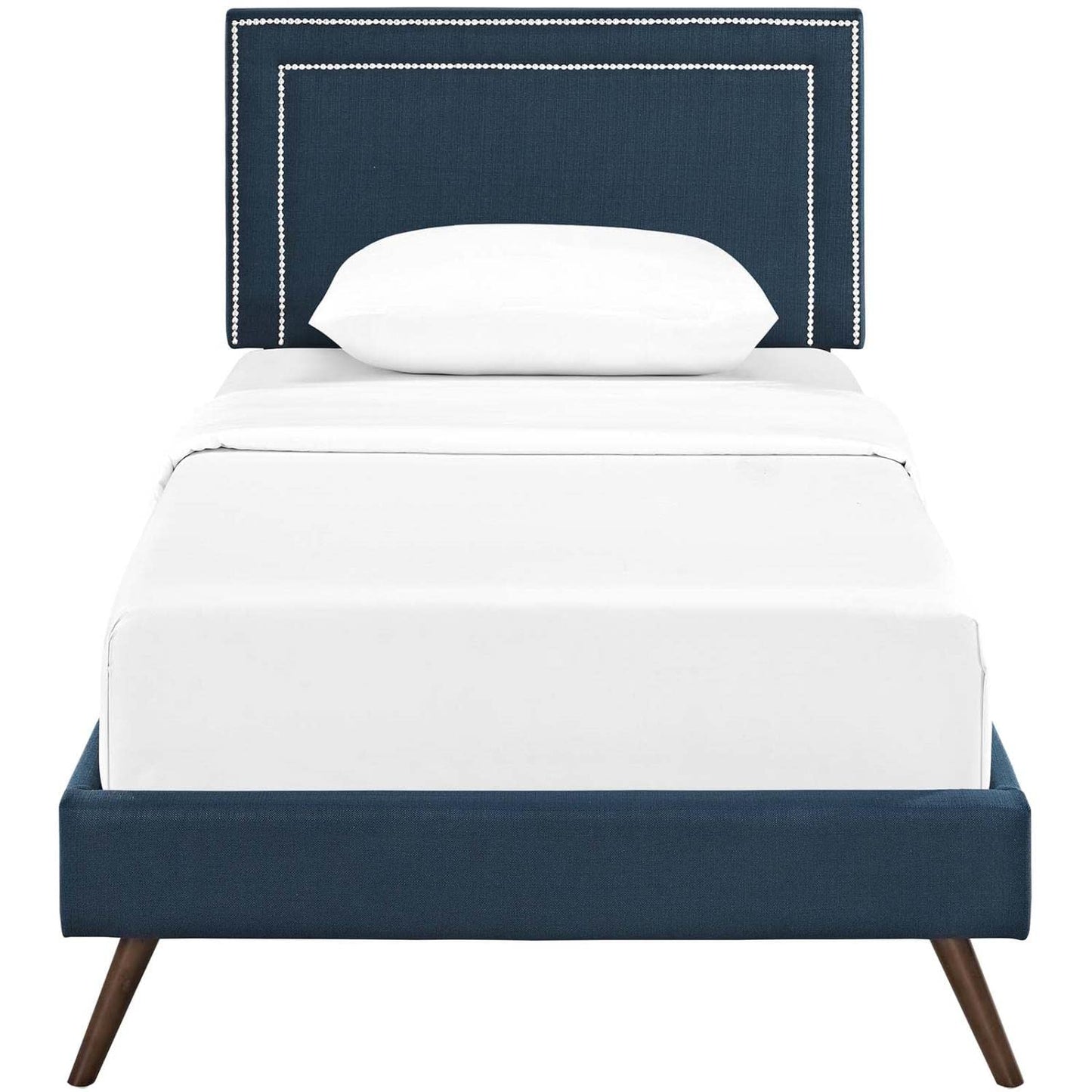 Bed | CasaFoyer Virginia Platform Bed | Solid Wood Frame | Polyester Upholstery | Tapered Legs | No Box Spring Needed | Compatible with Memory Foam Mattresses | Perfect for Mid-Century Modern and Contemporary Bedrooms | Assembly Required (Mattress Not Included) | casafoyer.myshopify.com