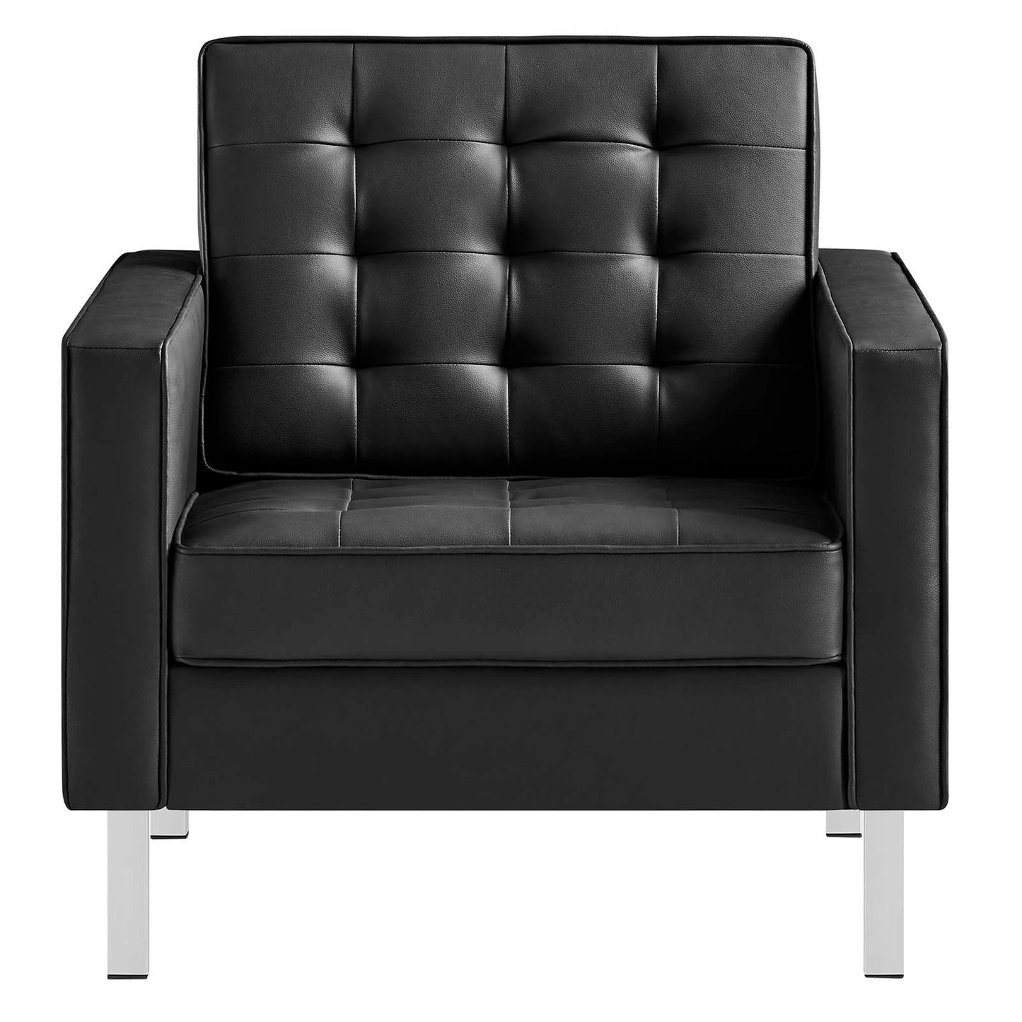 kitchen and dining room sets | CasaFoyer Loft Tufted Faux Leather Medium Accent Armchair Set of 2 | Sophisticated Design | Stainless Steel Frame | 300 lbs Capacity | casafoyer.myshopify.com