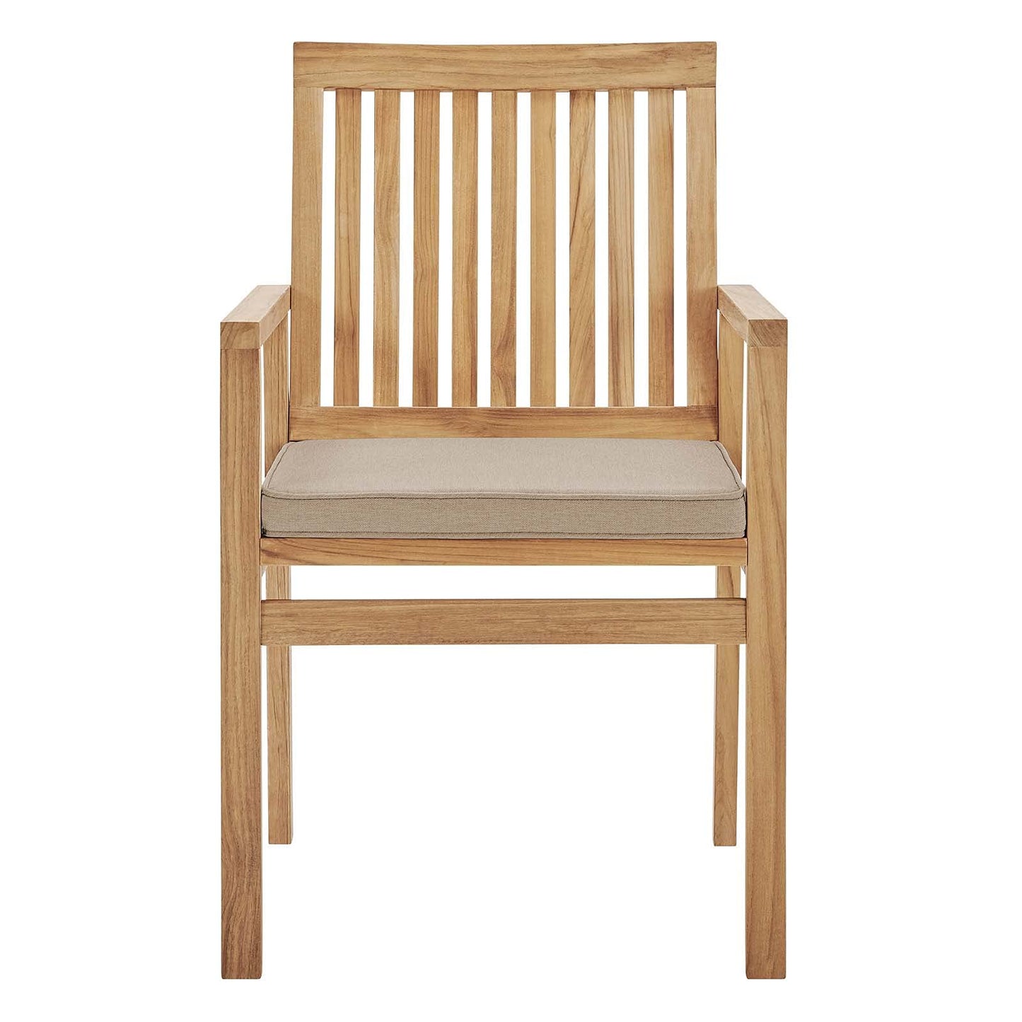 patio bistro sets | CasaFoyer Farmstay Outdoor Patio Teak Wood Dining Armchair | Sleek Design | All-Weather Cushion | Durable & Comfortable | Natural Taupe | casafoyer.myshopify.com