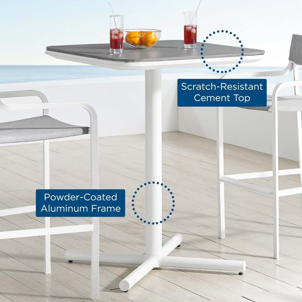 bar tables | Ergode Raleigh Outdoor Bar Table | Sophisticated Design | Durable Aluminum | Scratch-Resistant Cement Top | Perfect for Patio, Deck, Porch, Balcony | casafoyer.myshopify.com