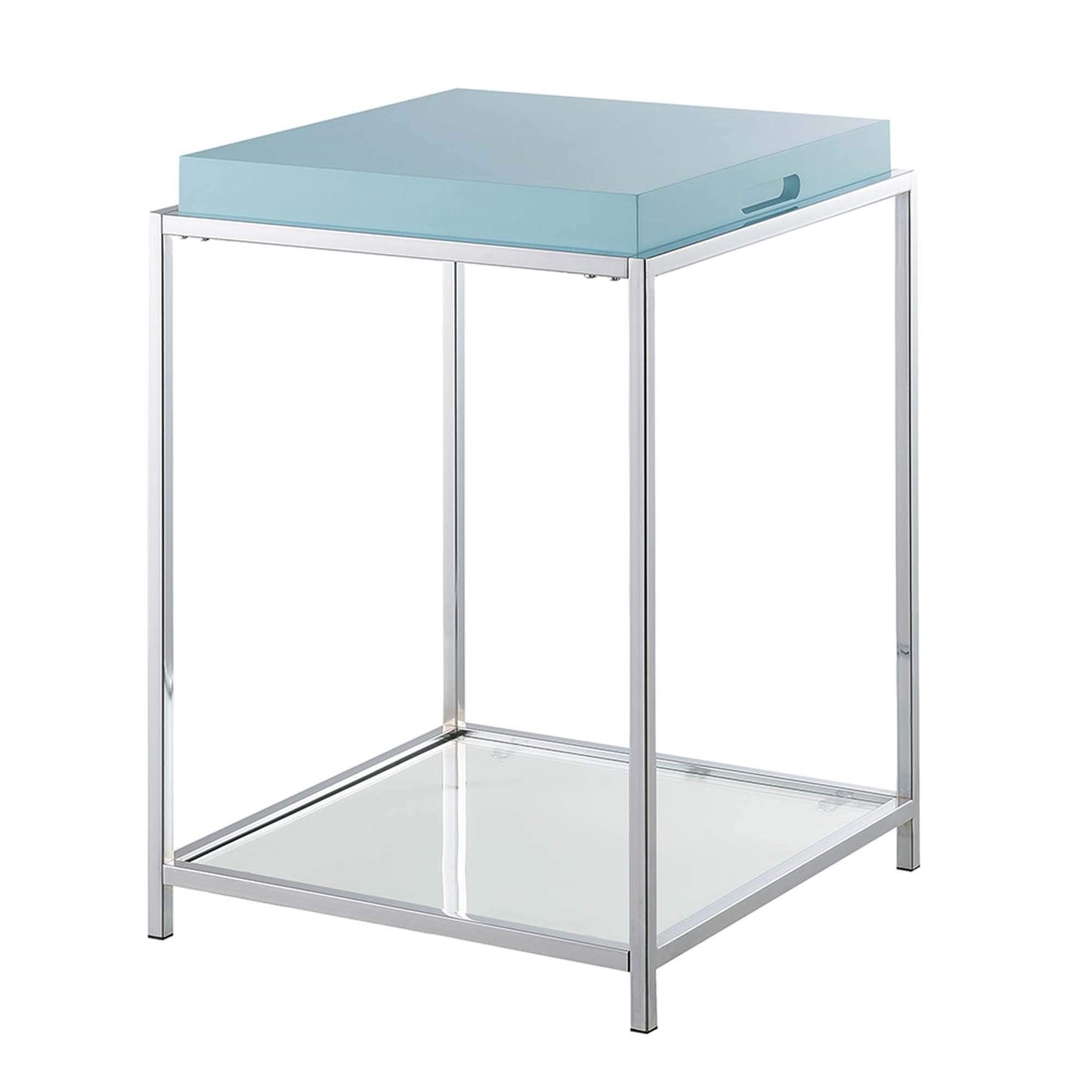TABLE | Ergode Palm Beach End Table | Colorful & Contemporary Style | 2 Glass Shelves | Reversible Tray | Easy Cleaning | Durable Steel Frame | casafoyer.myshopify.com