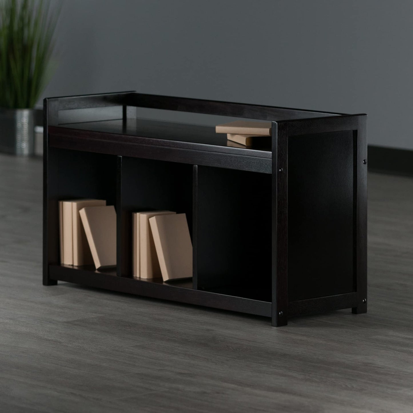 BENCH | Ergode Wood Addison Entryway Storage Bench | Espresso | 3 Cubby Openings | Panel Dividers | Solid Wood & Composite | Easy Assembly | 37.4W x 13.3D x 20.8H | casafoyer.myshopify.com
