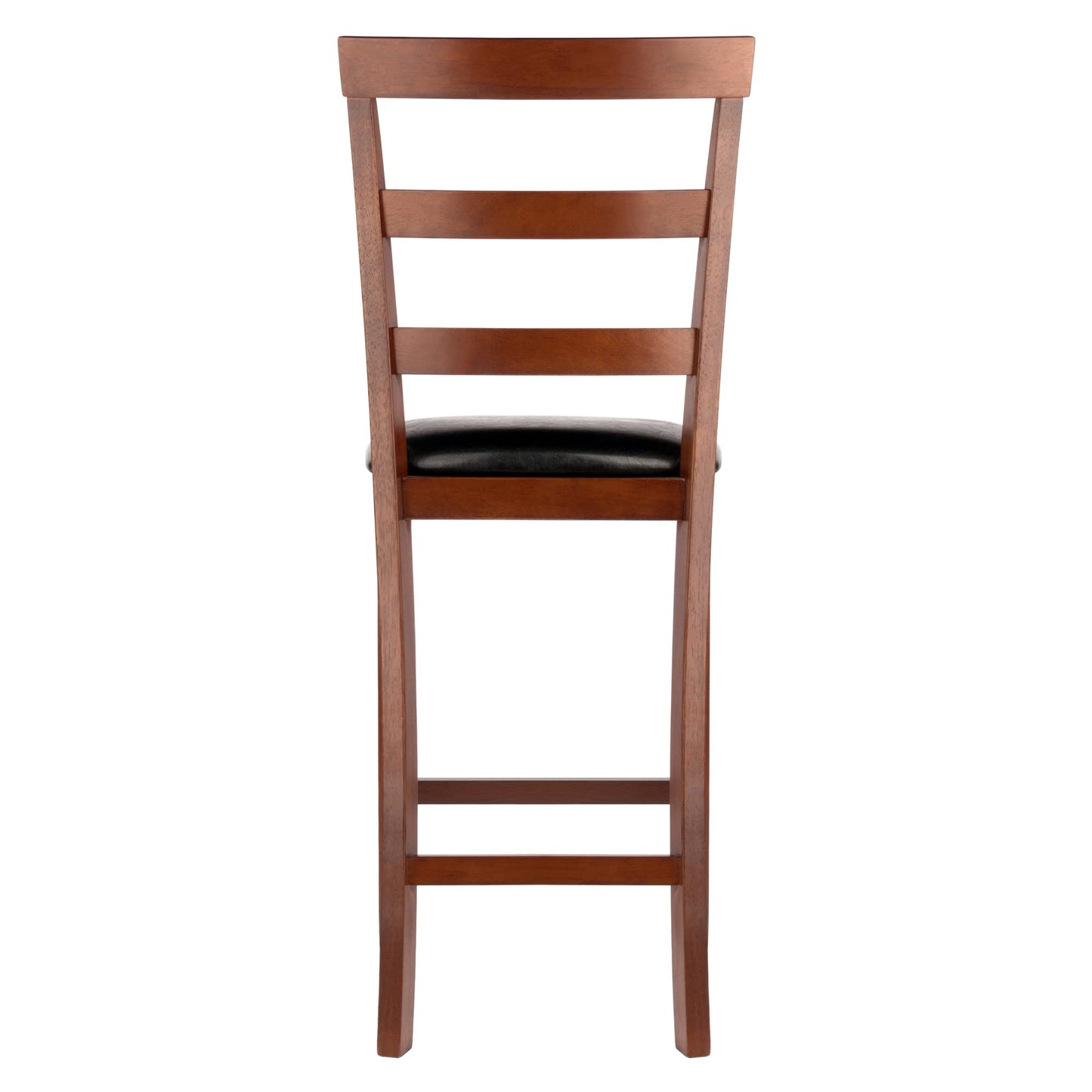 barstools | CasaFoyer Simone 2-Pc Ladder Back Counter Stool Set | Black Faux Leather | Walnut Frame | Comfortable Cushioning | 25H Seat Height | casafoyer.myshopify.com