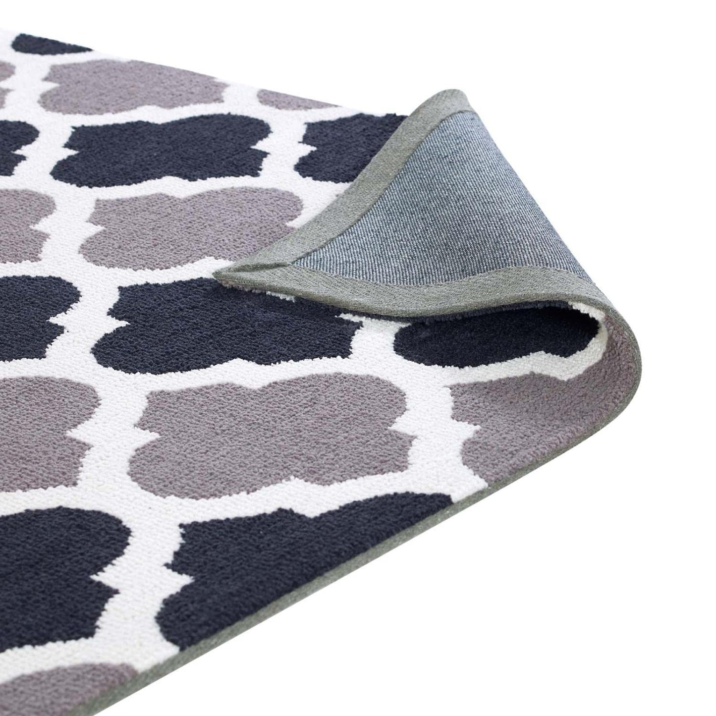 Carpet & Rugs | CasaFoyer Lida Moroccan Trellis Area Rug | Elegant Quatrefoil Pattern | Soft Polyester Microfiber | Durable Jute Bottom | Stain-Resistant | Easy to Clean | 5x8 Charcoal & Black | casafoyer.myshopify.com