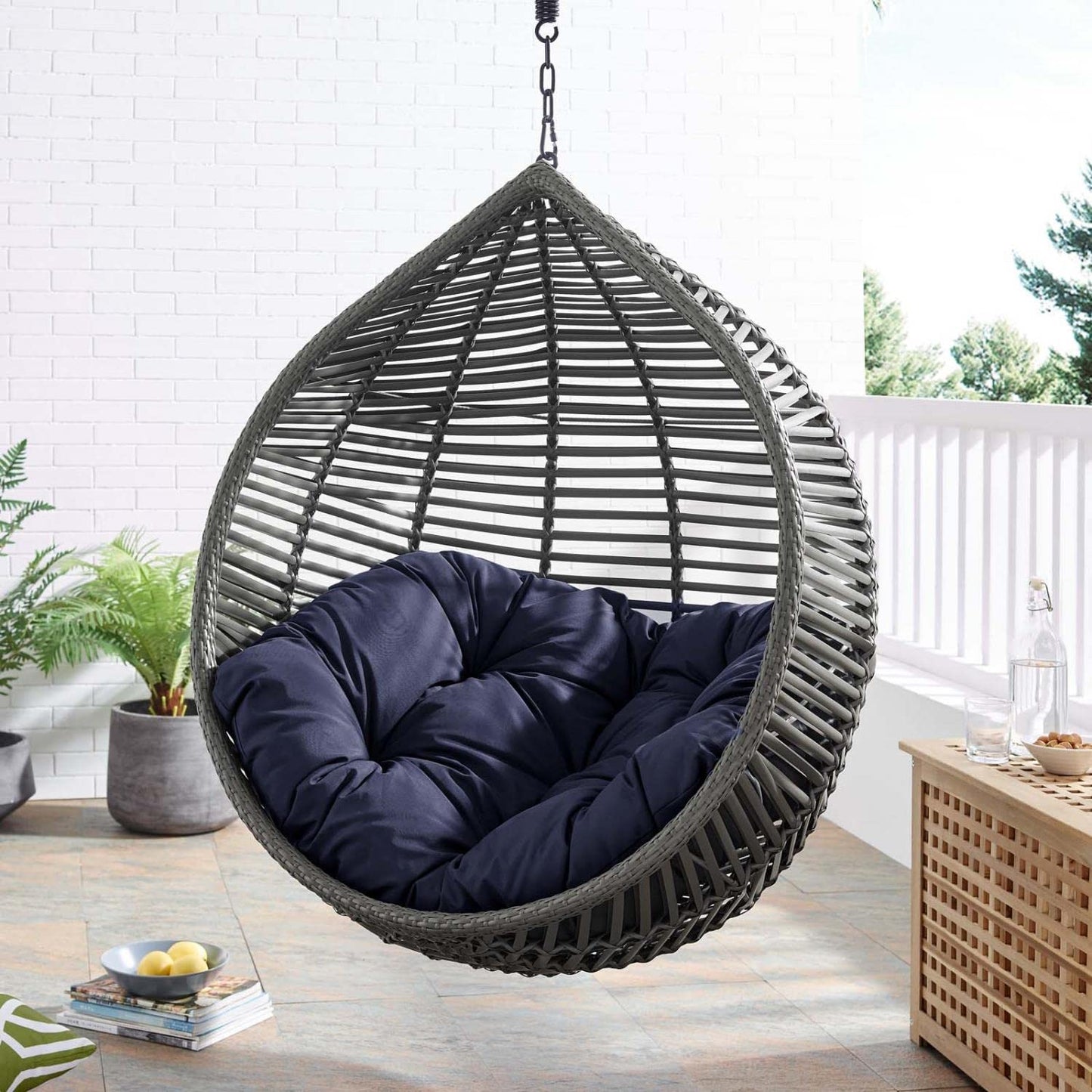 porch swings | Ergode Garner Teardrop Outdoor Patio Swing Chair | Durable PE Wicker Rattan | Adjustable Height | All-Weather Cushion | 265 lbs Weight Capacity | casafoyer.myshopify.com