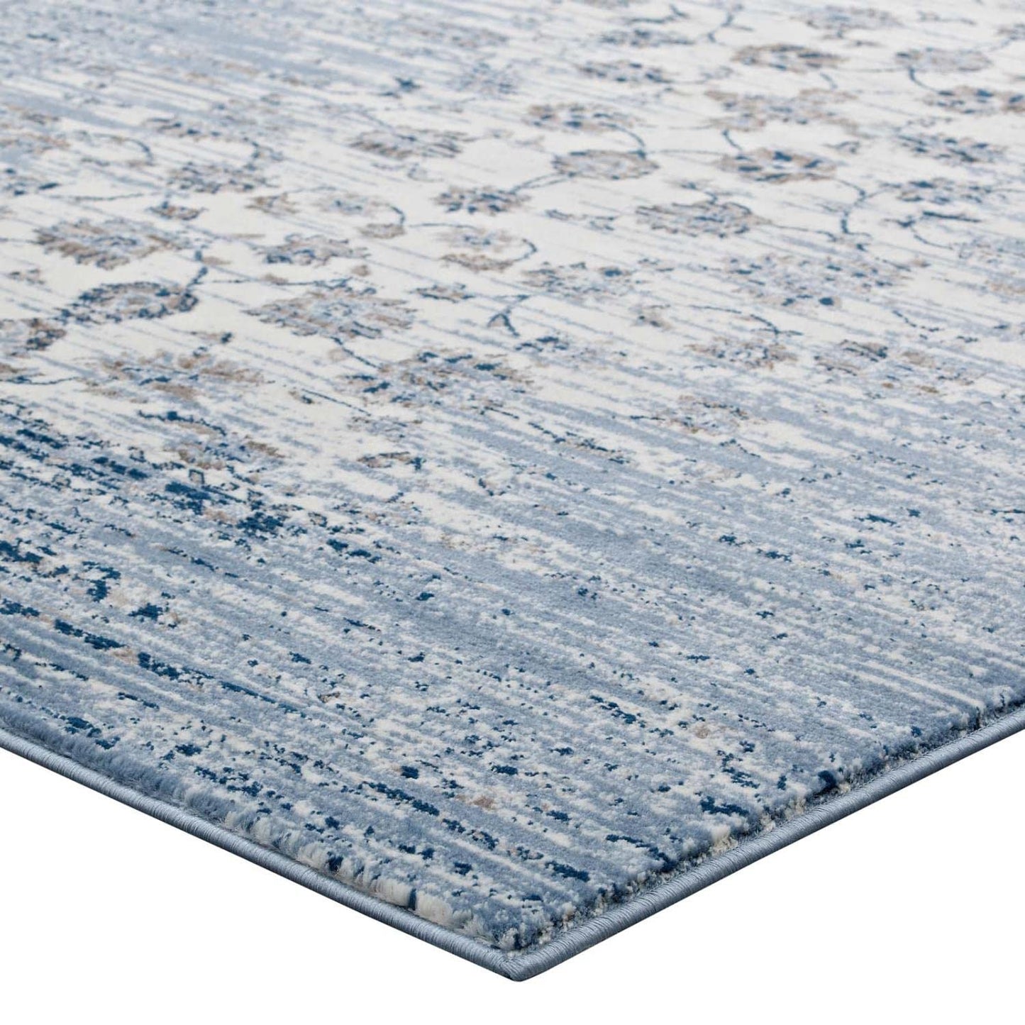 Carpet & Rugs | CasaFoyer Chiara Distressed Floral Lattice Area Rug | Durable, Stain Resistant | 8x10 | Moroccan Blue & Ivory | casafoyer.myshopify.com