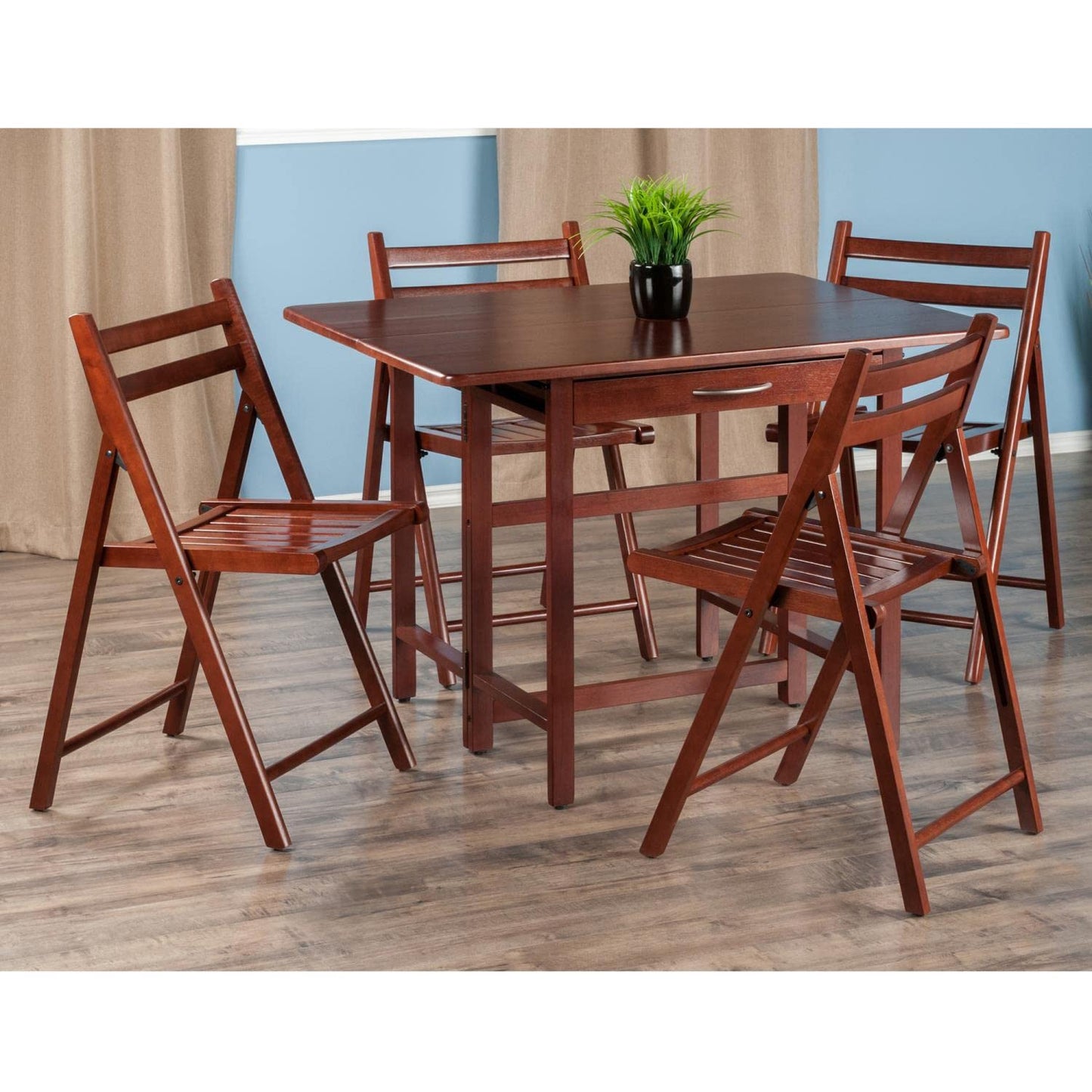 childrens table and chair sets | CasaFoyer Taylor Drop Leaf Table Set | Solid Wood | Folding Chairs | Walnut Finish | Storage Drawer | Easy Assembly | Perfect for Kitchen or Family Room | casafoyer.myshopify.com