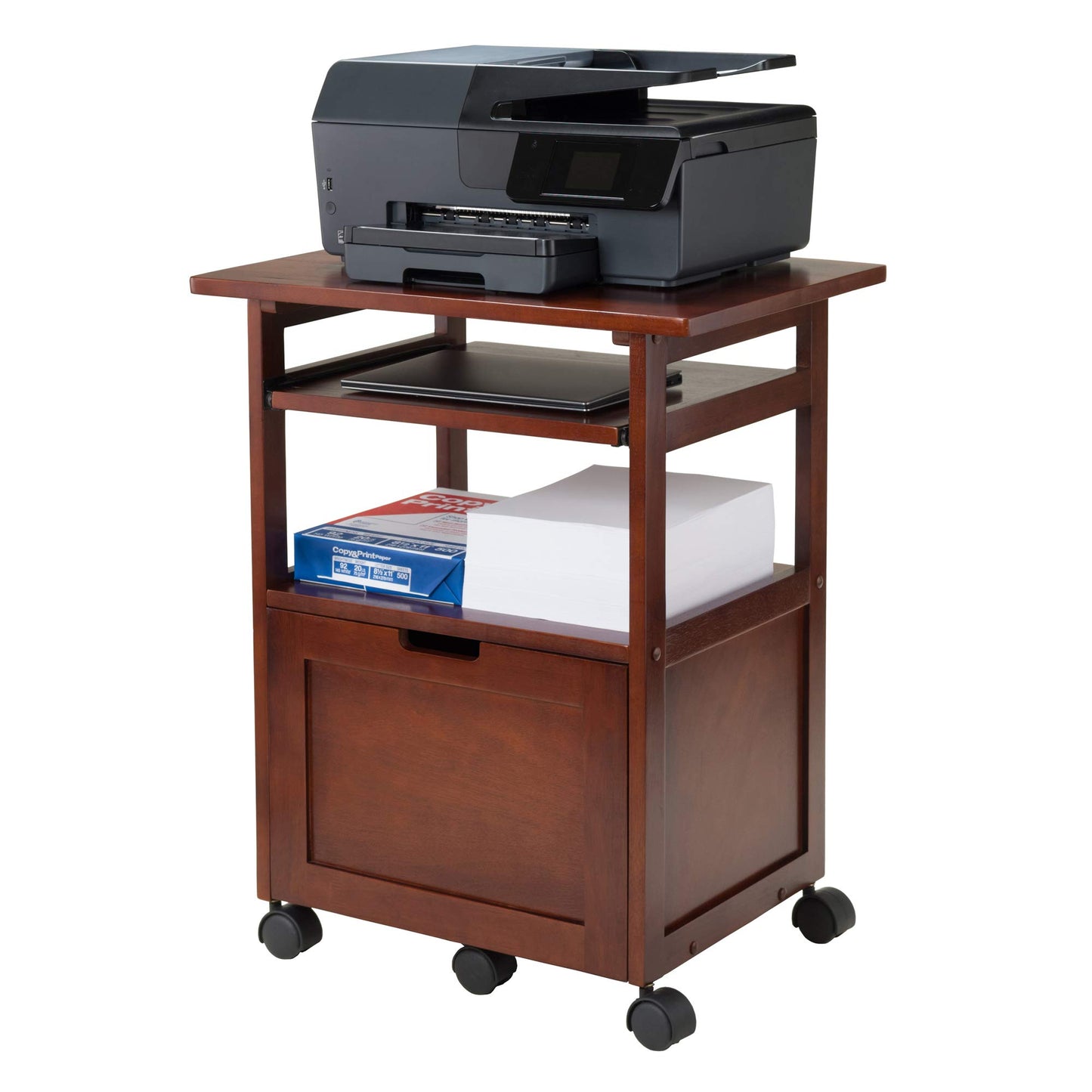 TABLE | Ergode Piper | Versatile Compact Work Cart/Storage Solution | Laptop Stand | Filing Cabinet | Shelf | Walnut Finish | casafoyer.myshopify.com