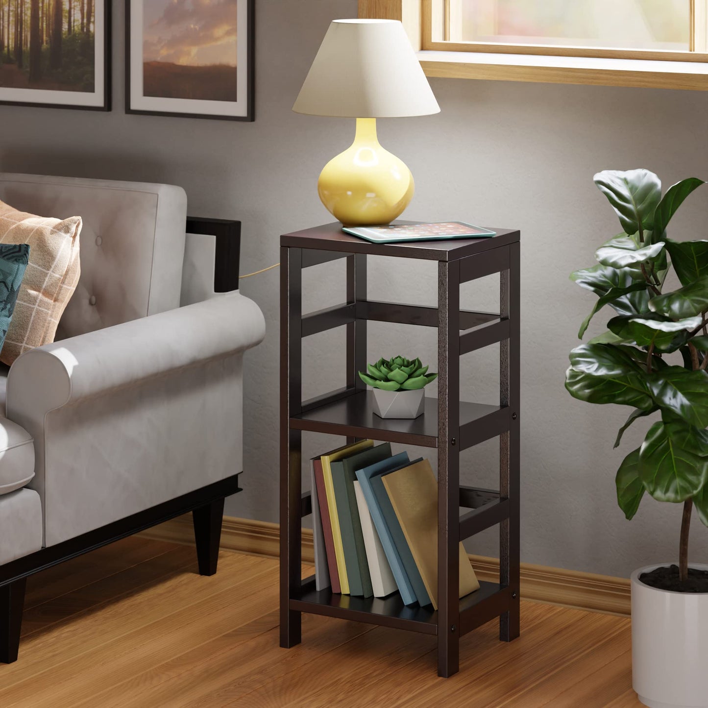 SHELF | Ergode Elegant 2-Tier Espresso Shelf | 13.3W x 11.2D x 29.2H | Sturdy Design | Storage Baskets | Mix & Match with Other Shelves | Holds up to 20 lbs | Easy Assembly | casafoyer.myshopify.com