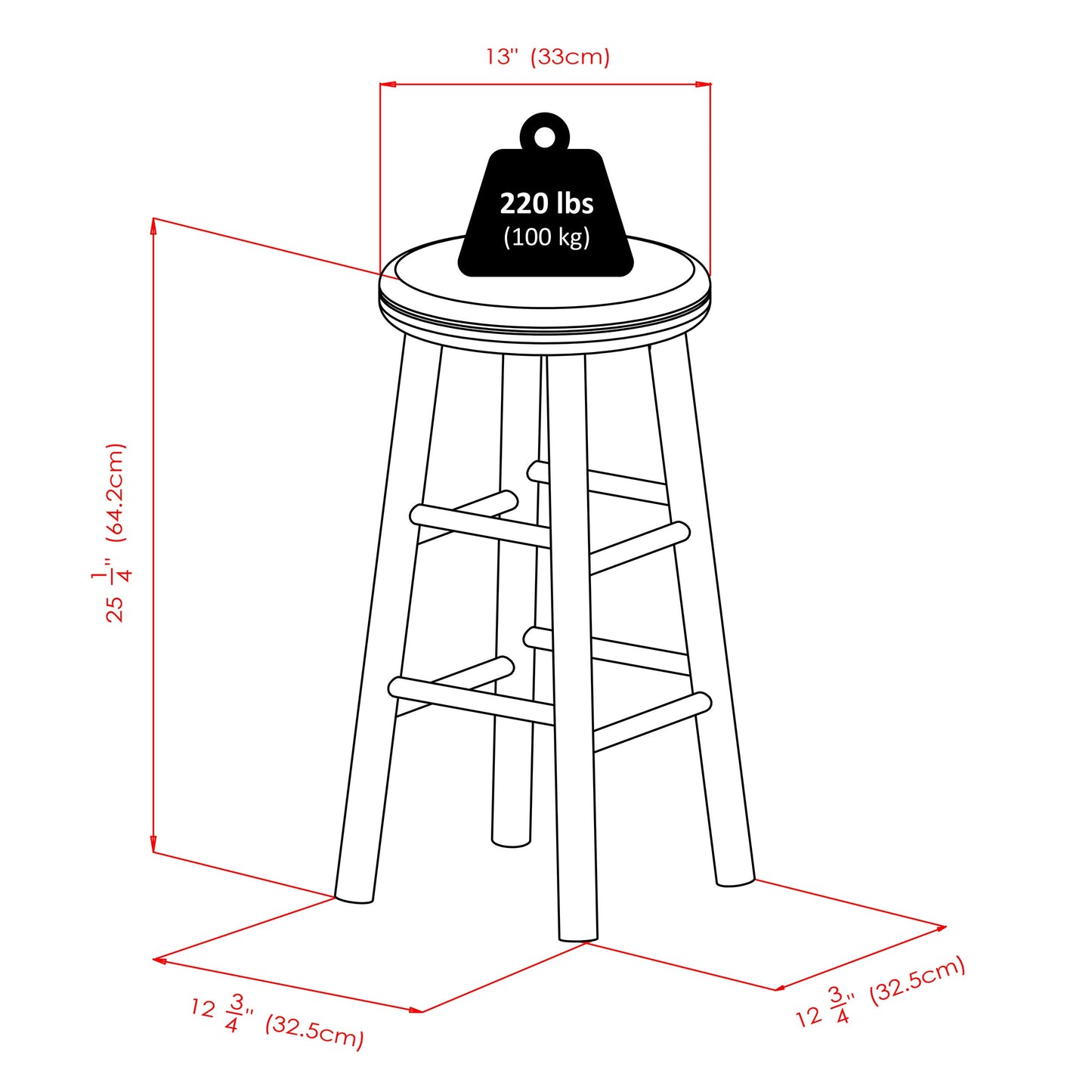barstools | CasaFoyer Wood Oakley Swivel Counter Stools | Soft Cherry Finish | Beveled Seats | 25.28H | 220lbs Capacity | 360 Swivel | No Assembly Required | casafoyer.myshopify.com