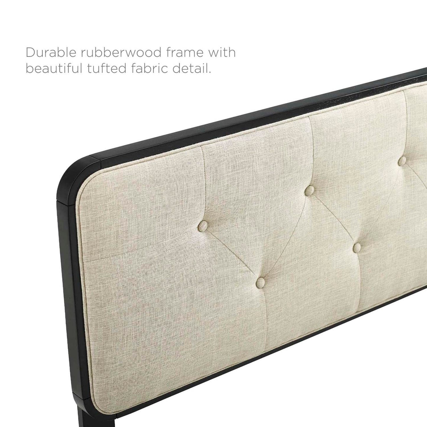 headboards | CasaFoyer Collins Tufted Wood King Headboard | Modern Retro Style | Organic Aesthetics | Button Tufted | Wood Grain Frame | Compatible with Billie and Margo Bed Frames | Durable Construction | Customizable | Black Beige | casafoyer.myshopify.com