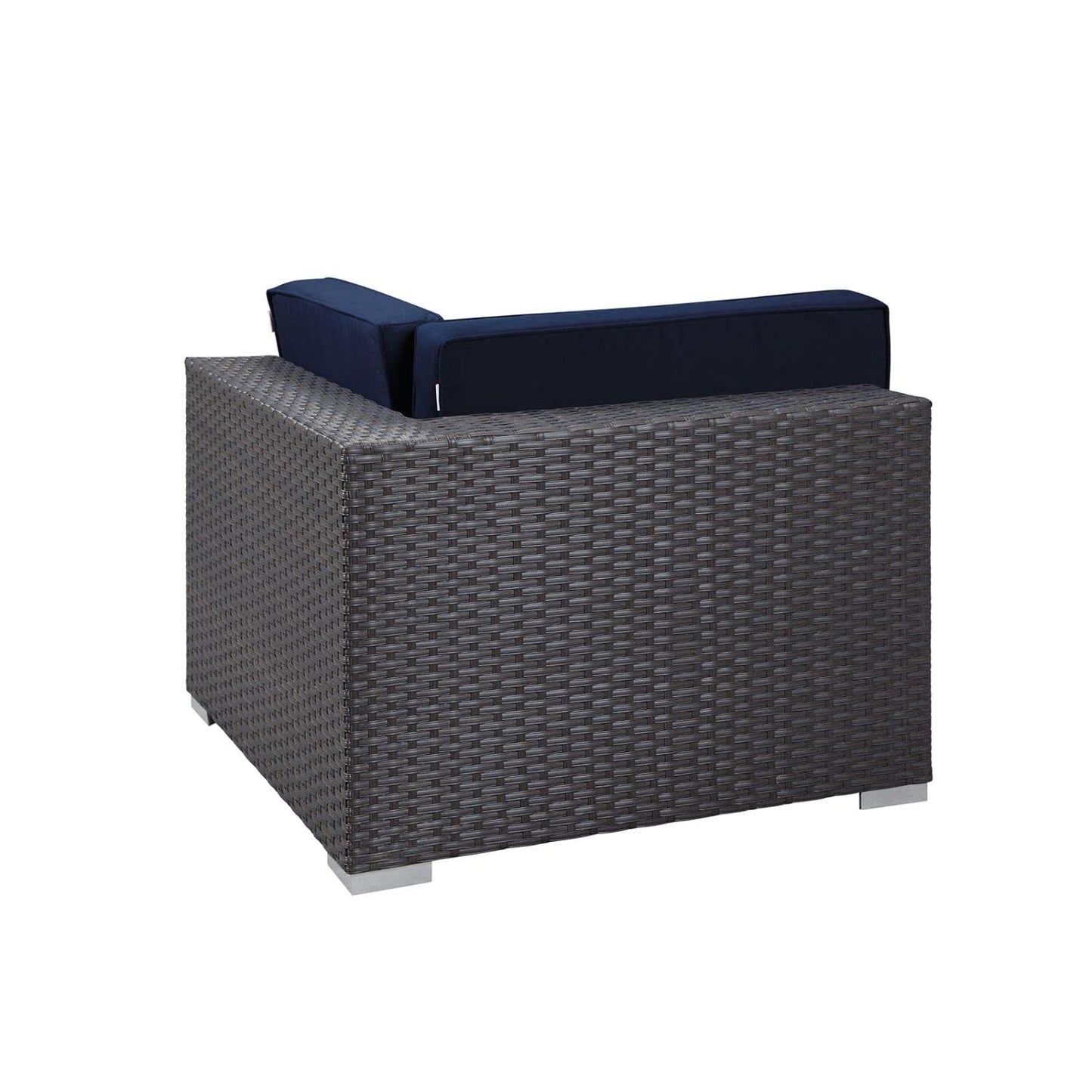 Patio Furniture Sets | Sojourn Outdoor Patio Corner Sofa Chair | Sunbrella Fabric | Synthetic Rattan | UV Protection | Aluminum Frame | casafoyer.myshopify.com