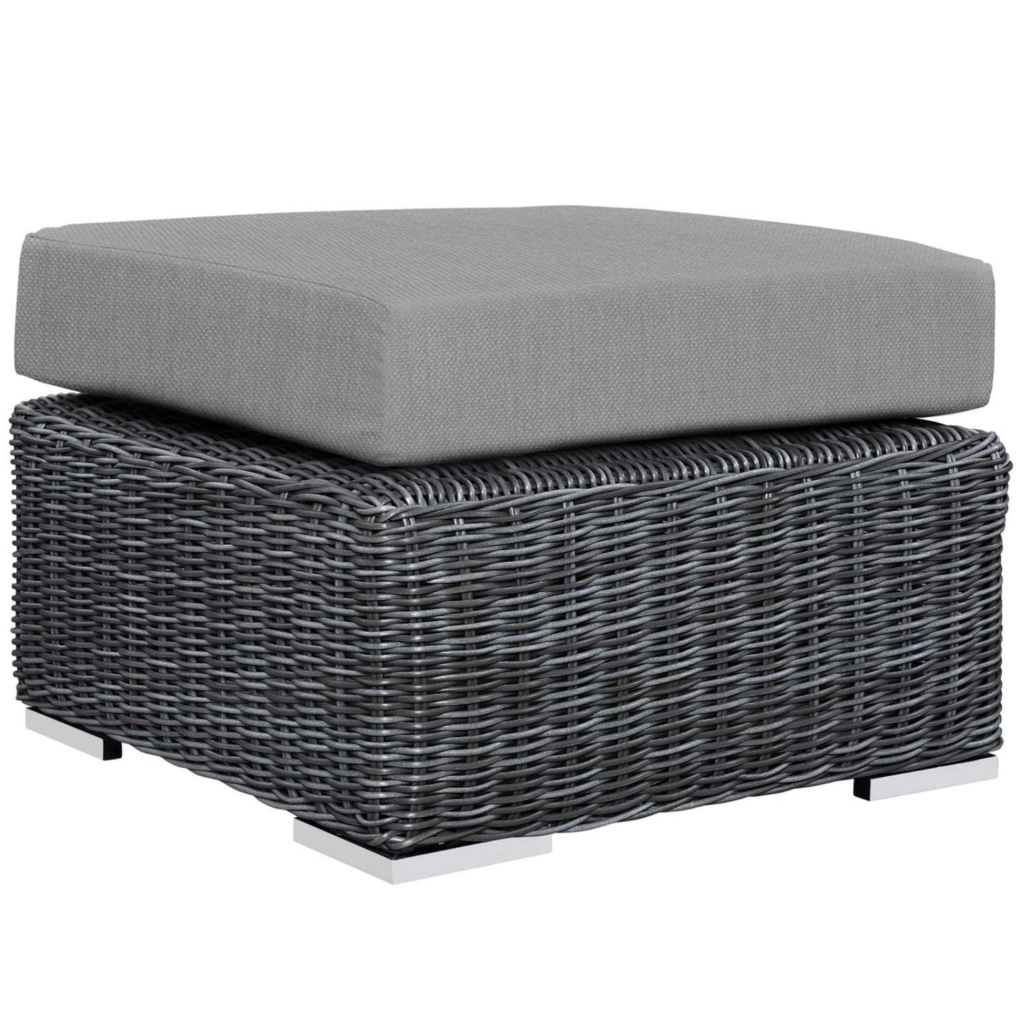 Patio Furniture Sets | Summon Outdoor Patio Sectional Sofa Set | Two-Tone Rattan | Sunbrella Cushions | Aluminum Frame | Coffee Table | Ottoman | Sofa | Canvas Gray | casafoyer.myshopify.com