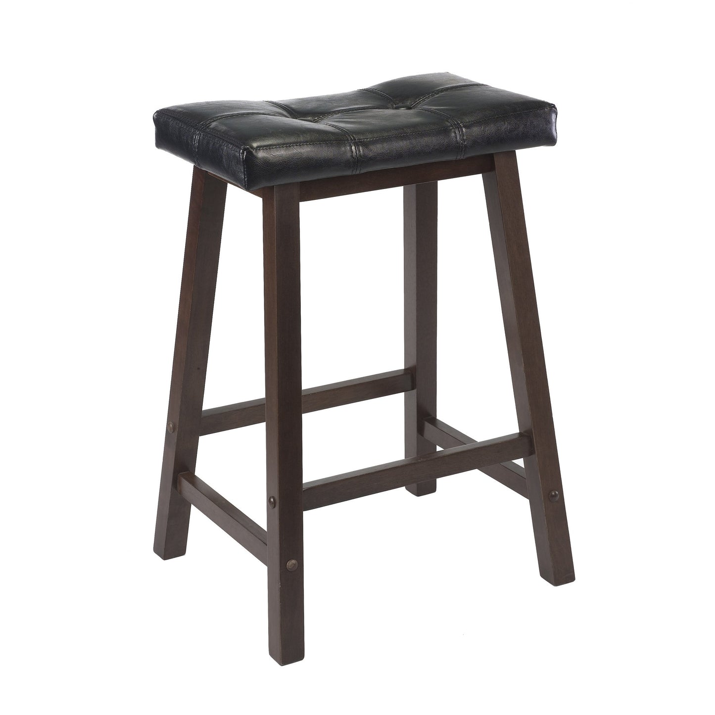 childrens table and chair sets | CasaFoyer Sally 3-Pc Breakfast Table Set | Antique Walnut Finish | Solid Wood | Ample Storage | 2 Cushion Saddle Seat Stools | Black Faux Leather Upholstery | casafoyer.myshopify.com