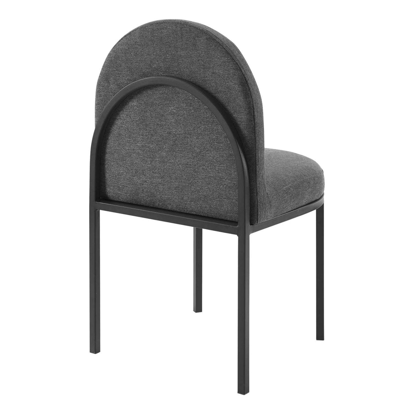 home office desk chairs | CasaFoyer Isla Channel Tufted Upholstered Dining Side Chair Set | Vintage Clamshell Design | Foam Padding | Polyester Fabric | Matte Black Frame | Set of 2 | casafoyer.myshopify.com