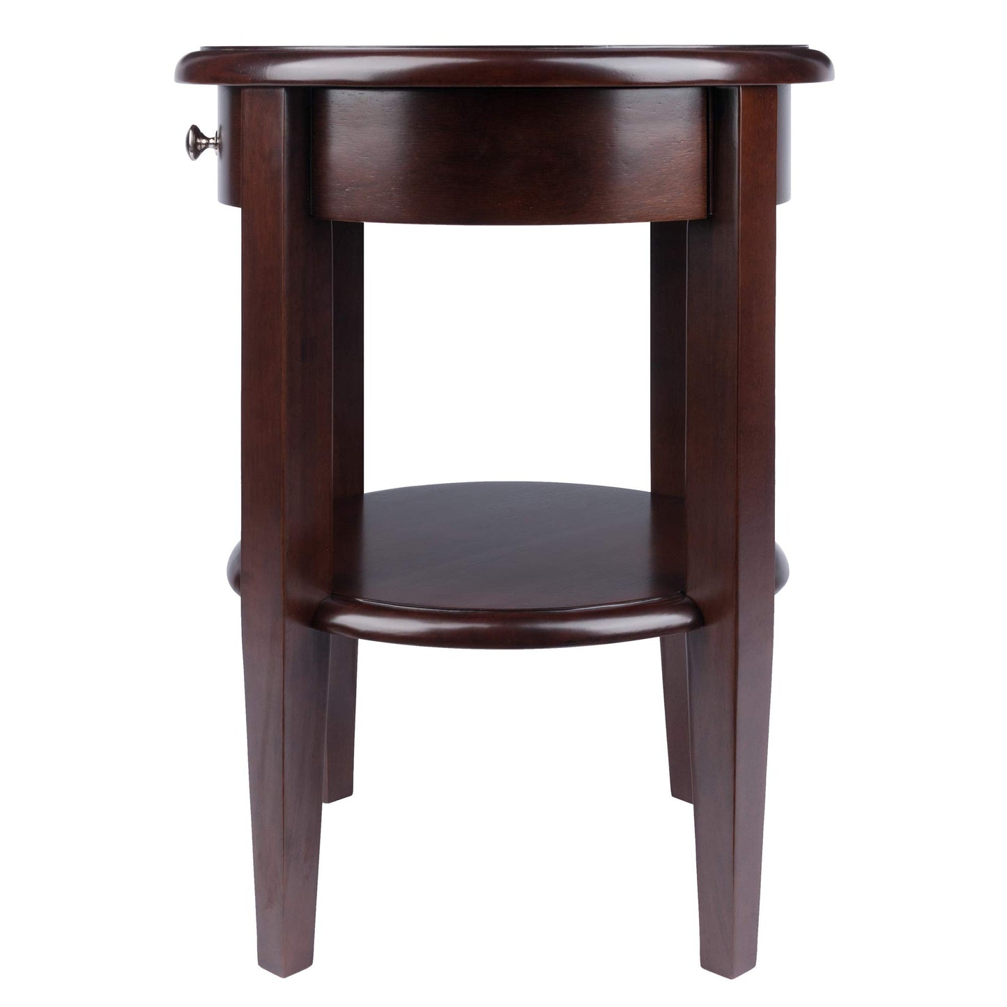TABLE | Ergode | Elegant Walnut Finish Round End Table | Drawer, Shelf & Tapered Legs | Convenient Storage & Display | 17.32 x 17.32 x 22.48 | 17.64 lbs. | casafoyer.myshopify.com