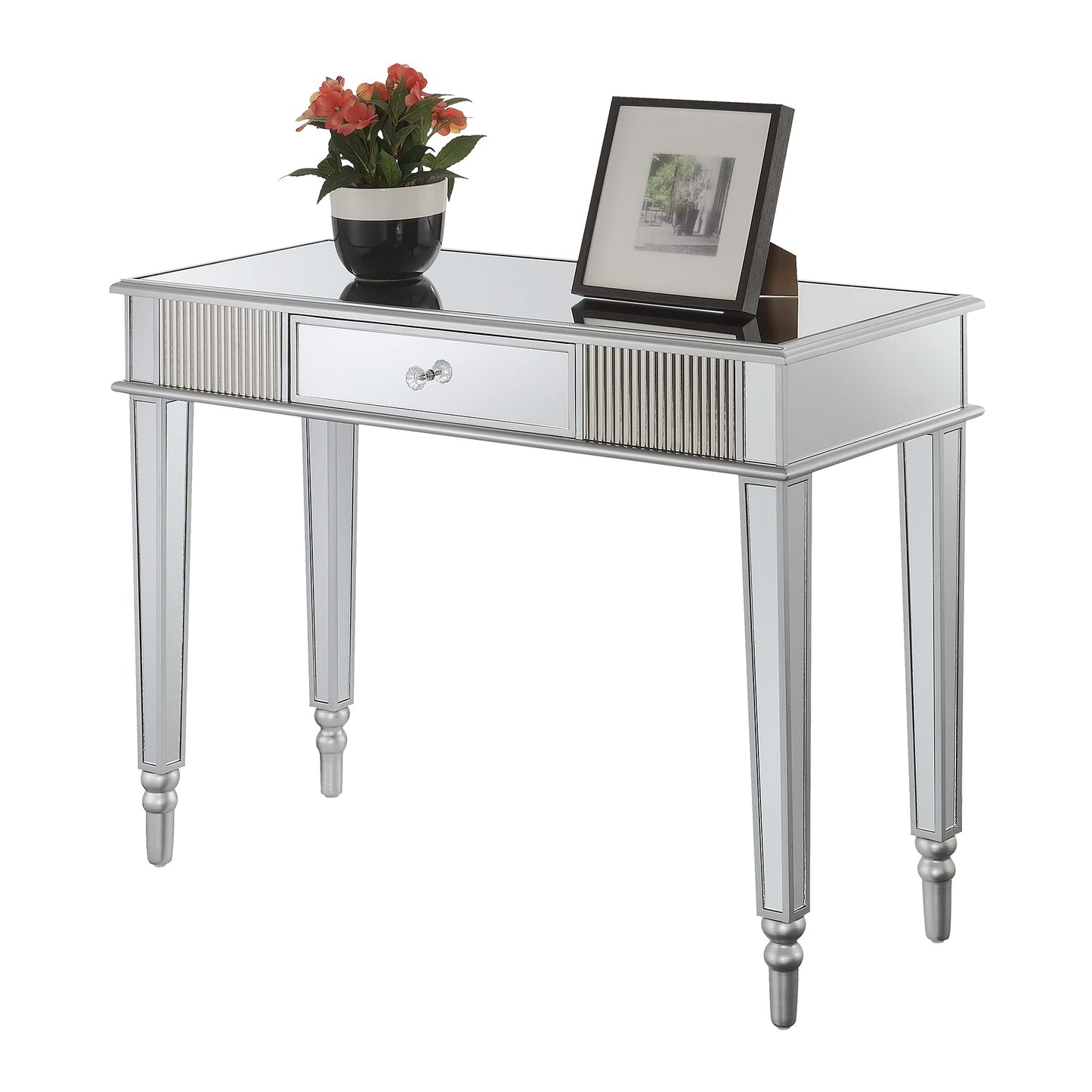 Desk | French Country 1 Drawer Mirrored Desk/Console Table | Elegant & Glamorous Home Decor | Ample Storage | Durable Construction | Versatile & Stylish | Ergode | casafoyer.myshopify.com