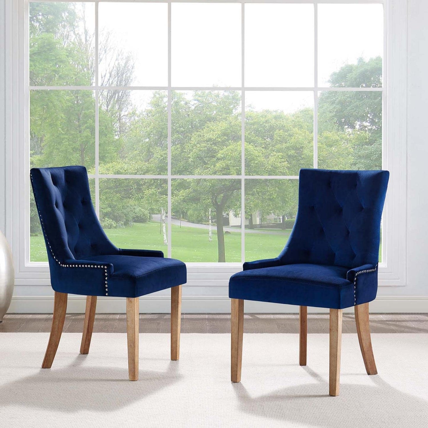 home office desk chairs | CasaFoyer Pose Performance Velvet Dining Chair Set | Modern Farmhouse Style | Elegant Tufting | Nailhead Trim | Stain-Resistant Velvet Upholstery | Decorative Metal Ring | Solid Wood Legs | Set of 2 | casafoyer.myshopify.com