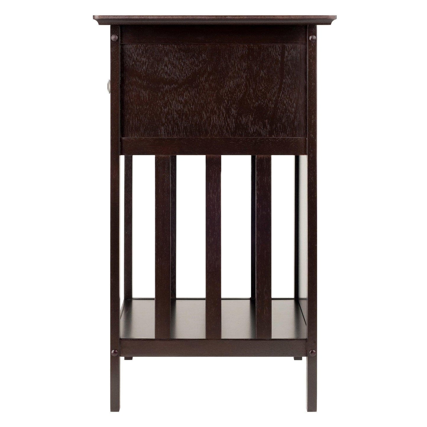 TABLE | Ergode Wood Marcel 1-Drawer Nightstand | Versatile Mission-Style Furniture | Spacious Drawer & Lower Shelf | Durable Solid & Composite Wood | Dark Coffee Finish | Easy Assembly | 18.9W x 14.9D x 25H | casafoyer.myshopify.com