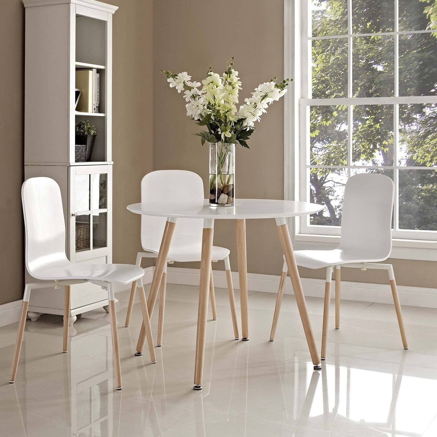 patio dining tables | CasaFoyer Track Circular Dining Table | Minimalist Design | Solid Beechwood Legs | Sleek Veneer Top | Perfect for Modern Dining Spaces | Set Includes One Table | casafoyer.myshopify.com