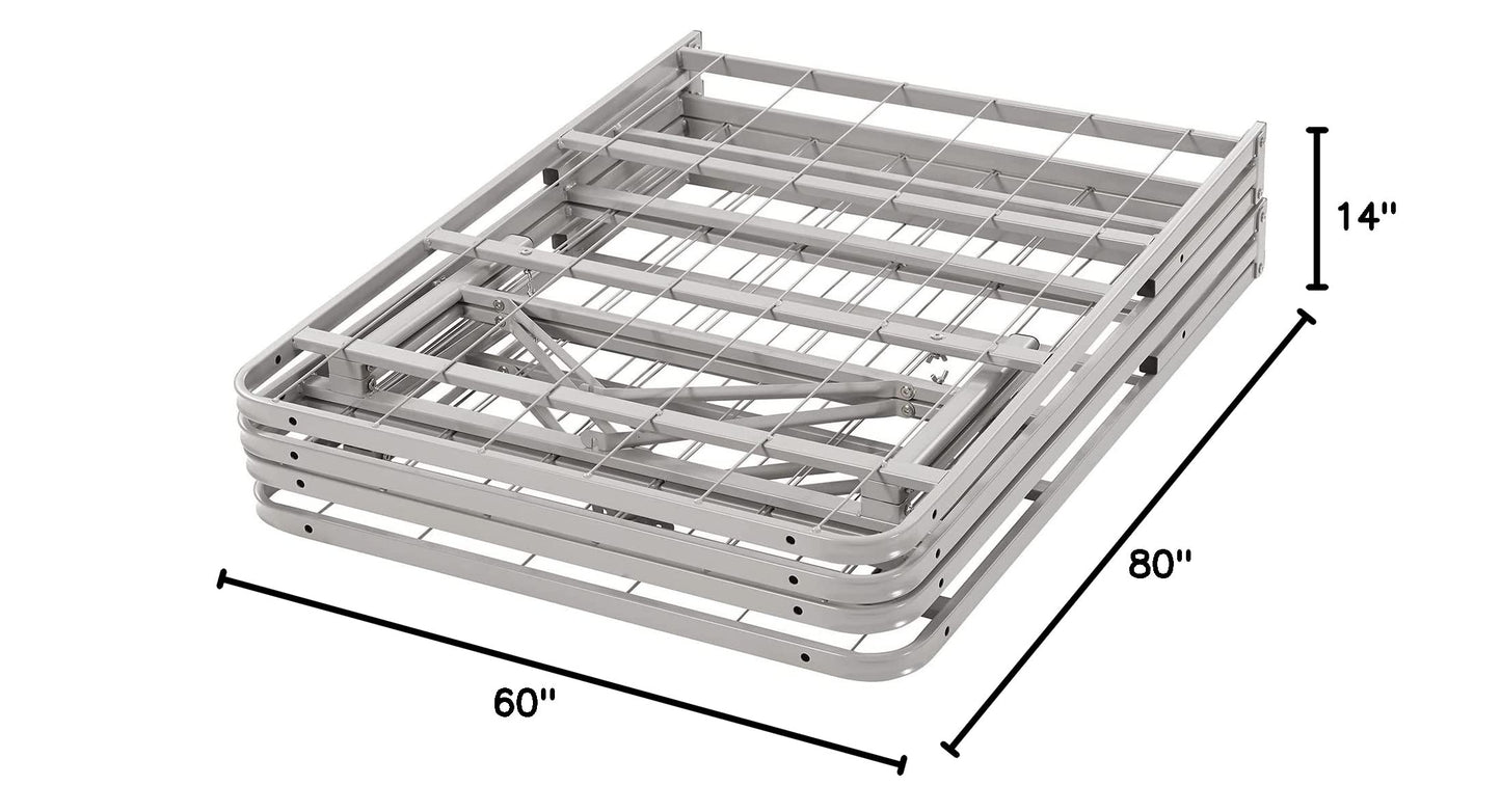 Bed | CasaFoyer Horizon Metal Bed Frame | Stainless Steel | 14-inch Clearance | 1300 lbs Capacity | Foldable | No Box Spring | Non-Marking Foot Caps | Memory Foam & Hybrid Mattress Compatible | Easy Assembly | Queen Size | casafoyer.myshopify.com