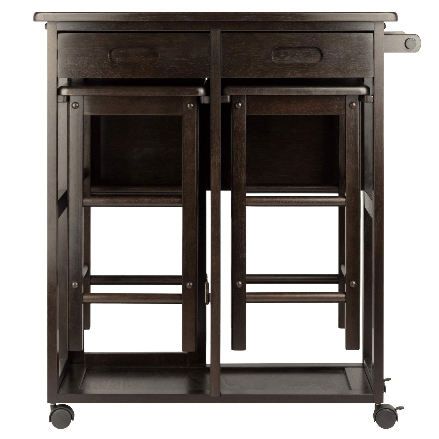 Dining Table | CasaFoyer Wood Suzanne Collection 3-Piece Space Saver Set - Coffee Finish | Drop Leaf Dining Table for Two | Hideaway Stools | Easy Assembly | Small Spaces | casafoyer.myshopify.com