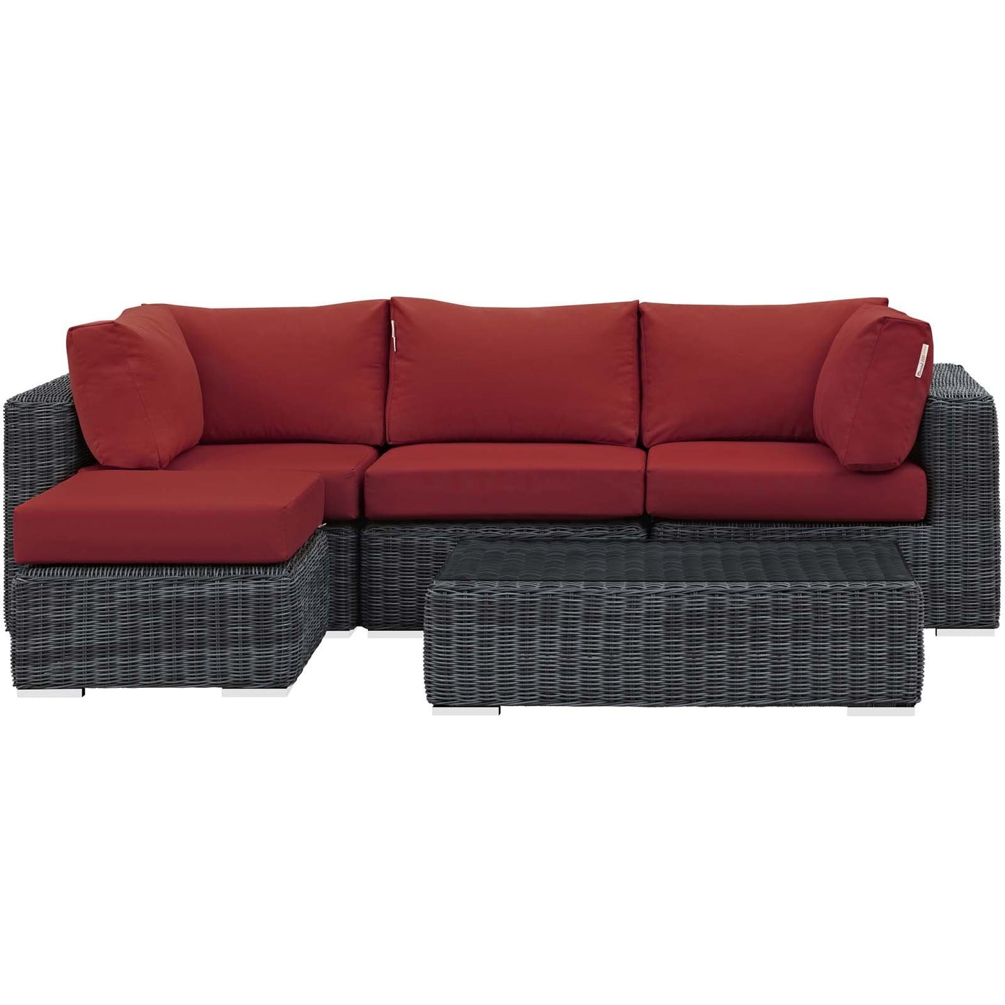kitchen and dining room sets | CasaFoyer Summon Outdoor Patio Sectional Sofa Set | Two-Tone Rattan | Sunbrella Cushions | Aluminum Frame | Includes Armless Chair, Coffee Table, Ottoman, Corners | casafoyer.myshopify.com