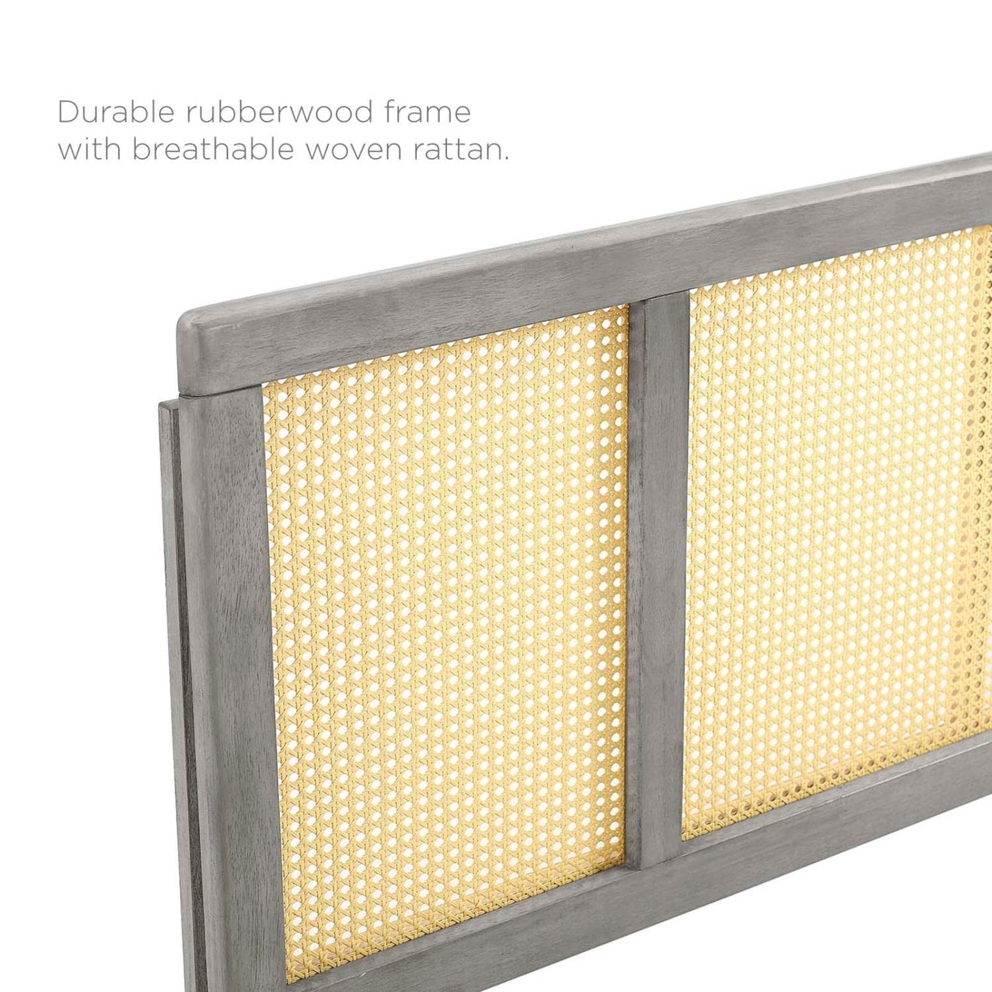 headboards | CasaFoyer Delmare Cane Woven Rattan Full Headboard | Tropical Design | Natural Wood Frame | Fits Any Decor | Durable & Customizable | Gray | casafoyer.myshopify.com