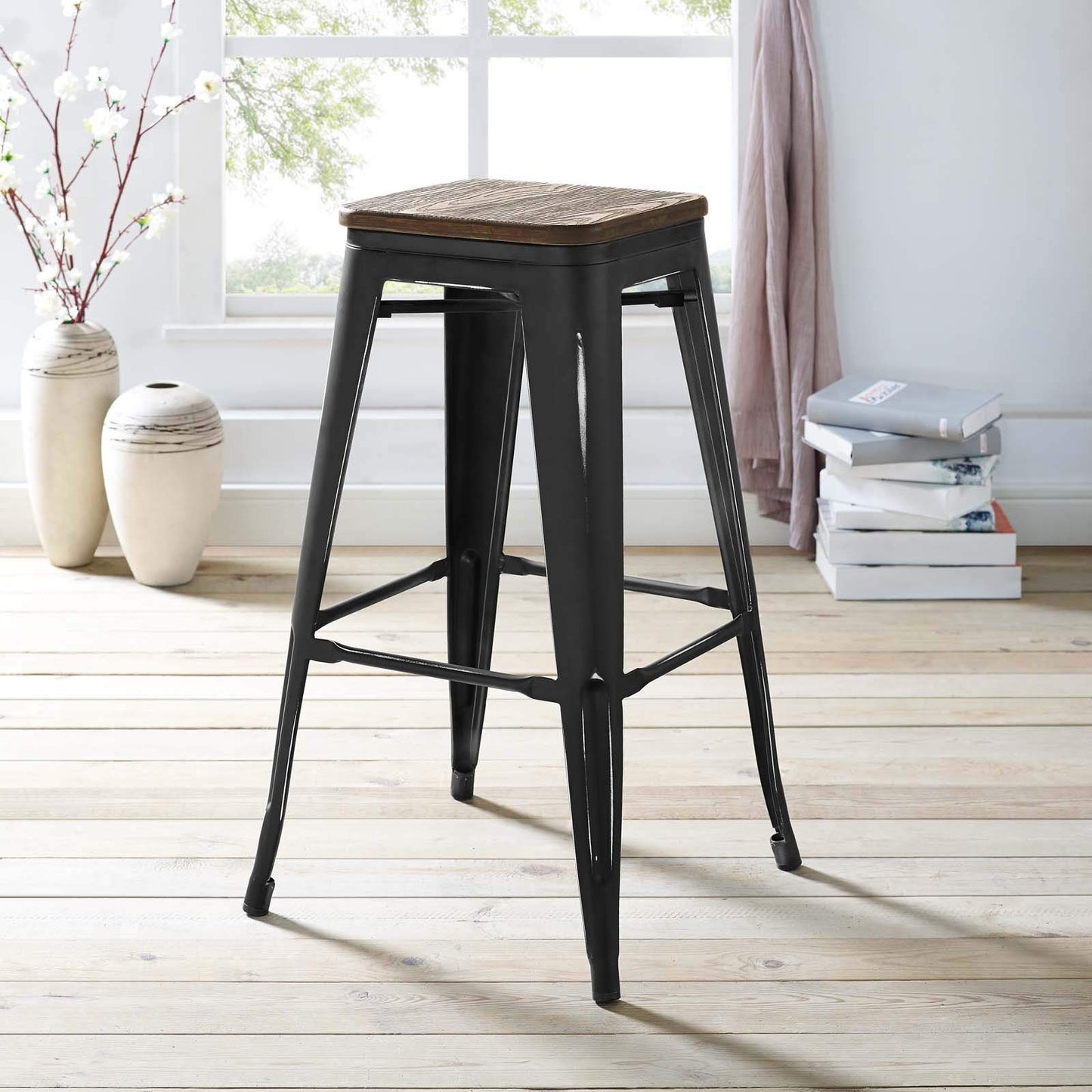 barstools | CasaFoyer Promenade Bamboo & Metal Bar Stool | Vintage Steel Finish | Industrial Modern Design | Exceptional Craftsmanship | Versatile & Eye-Catching | casafoyer.myshopify.com