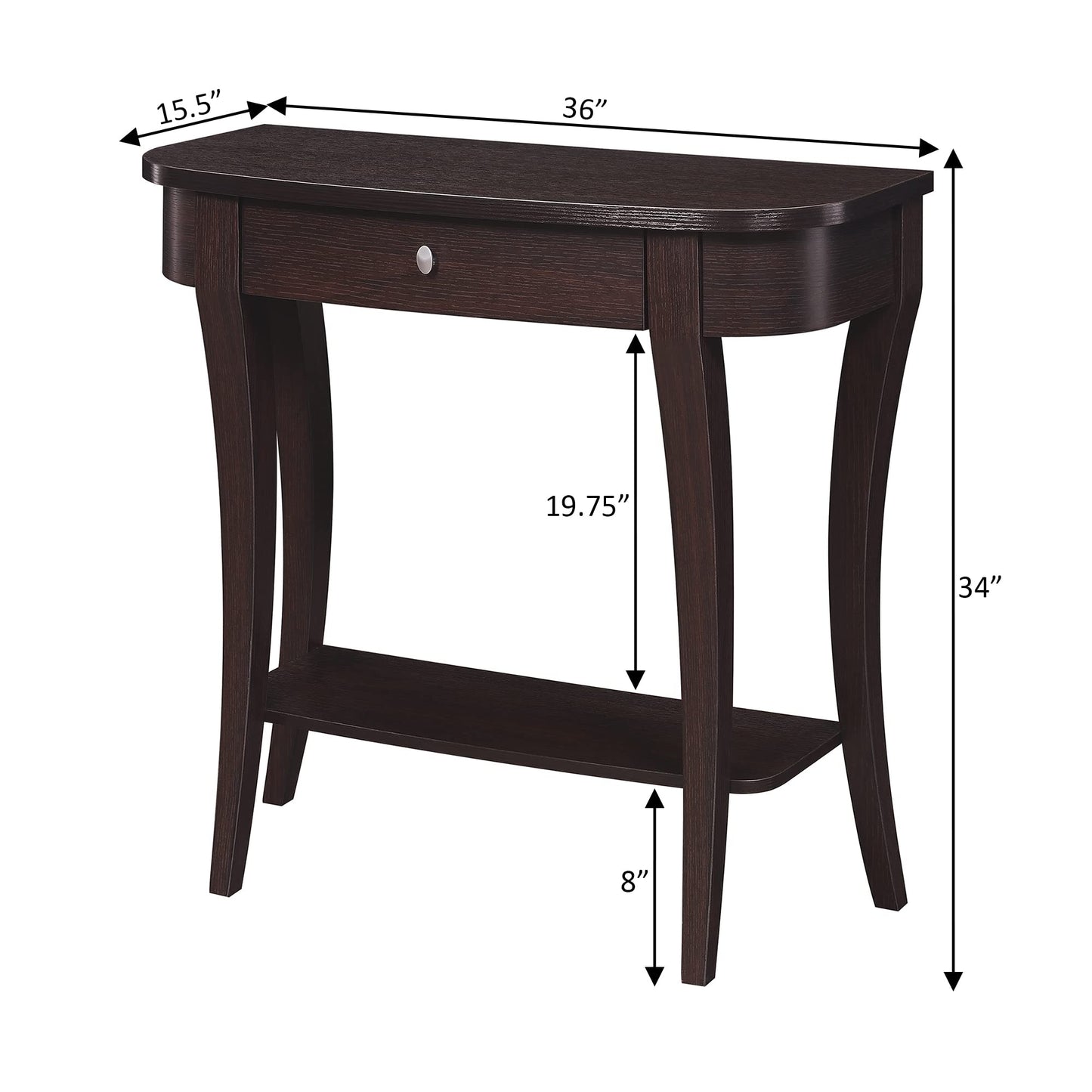 TABLE | Ergode Newport 1 Drawer Console Table | Contemporary Design | Timeless Elegance | Cabriole Legs | Stainless Steel Pulls | Functional Storage | Space-Saving Solution | casafoyer.myshopify.com