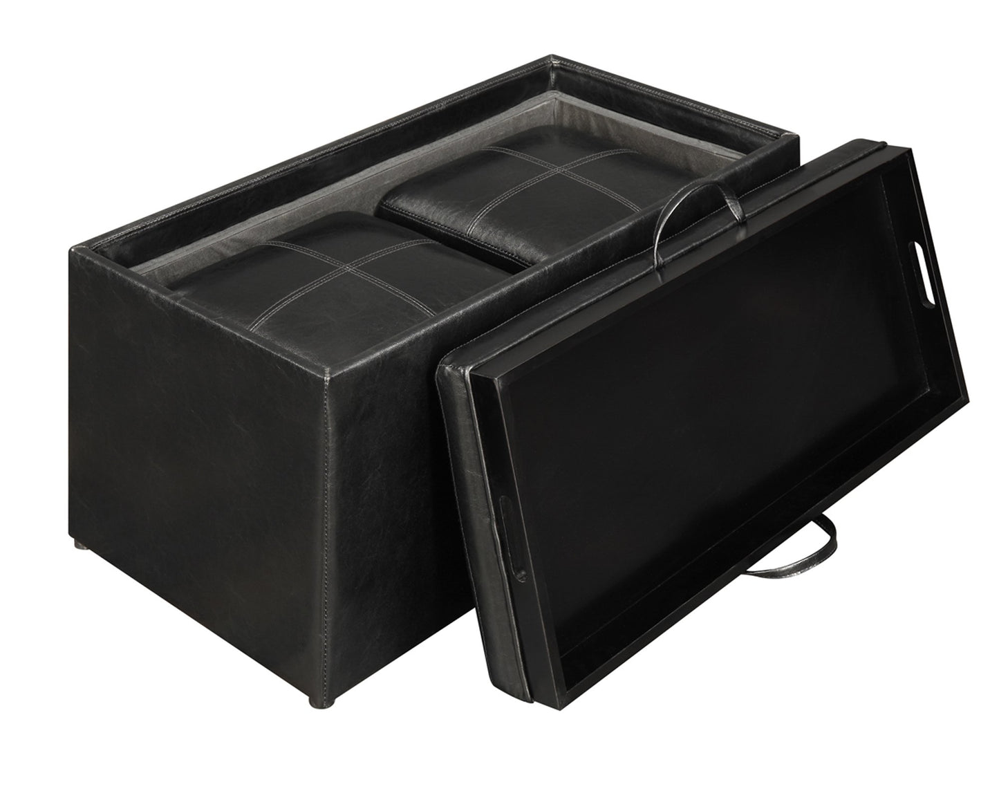 Ottoman | Designs4Comfort Sheridan Storage Bench | Reversible Tray | 2 Side Ottomans | Ample Storage & Seating | Built-in Serving Trays | casafoyer.myshopify.com