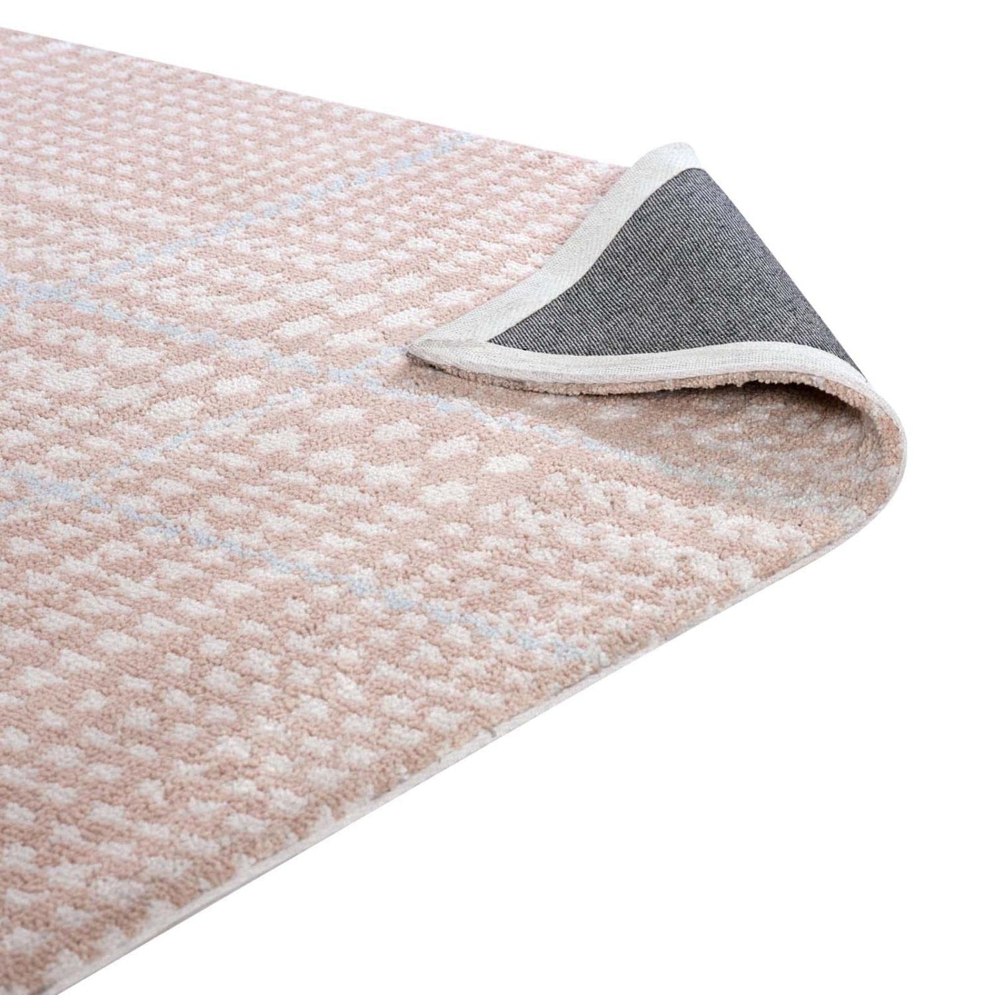 area rugs | CasaFoyer Kaja Criss-Cross Modern Abstract Area Rug | Plush Polyester Microfiber | Stain-Resistant | Non-Shedding | Easy to Clean | 5x8 Ivory, Cameo Rose, Light Blue | casafoyer.myshopify.com