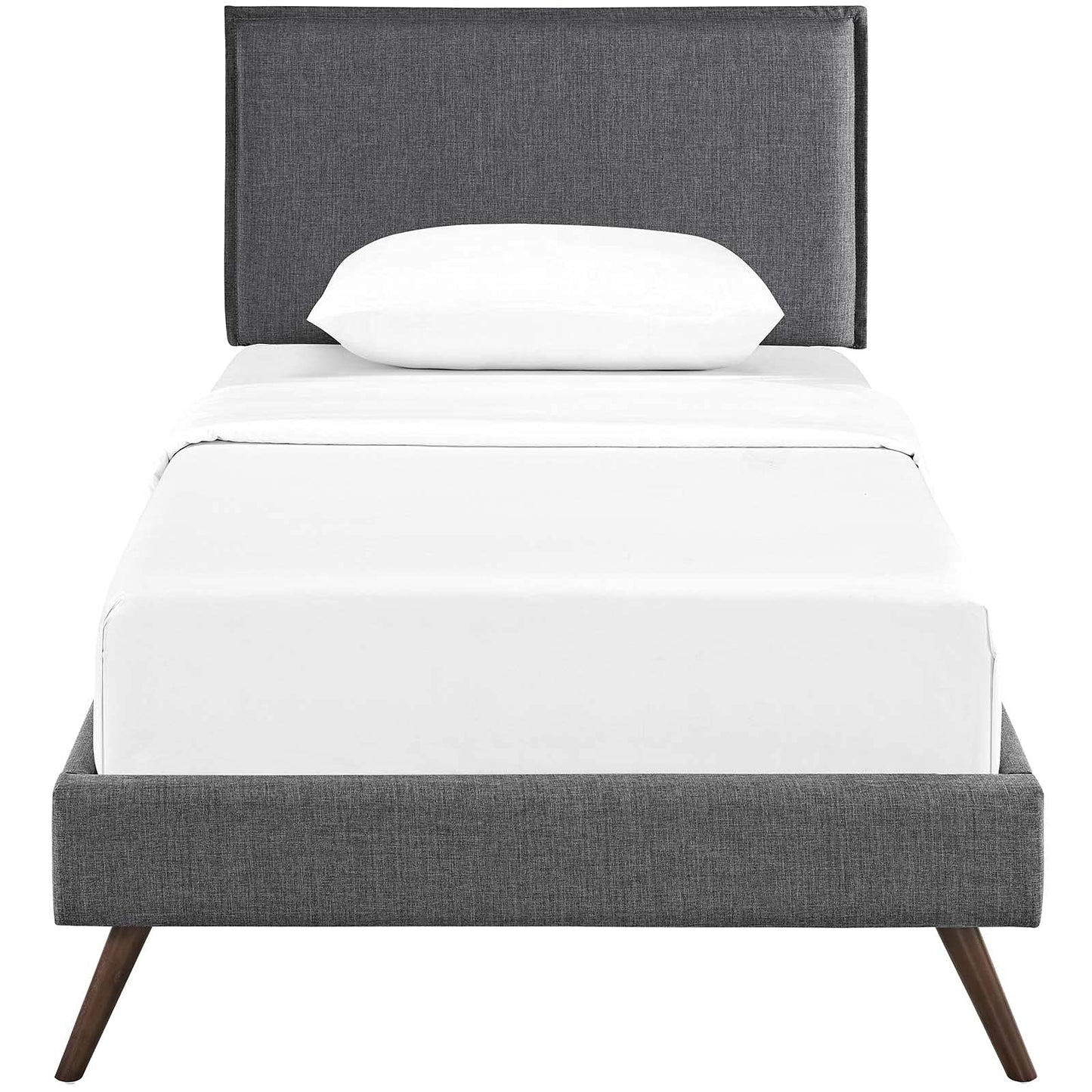 bed frames | CasaFoyer Amaris Platform Bed | Solid Wood Frame | Polyester Upholstery | Tapered Legs | Memory Foam Mattress Compatible | Gray | casafoyer.myshopify.com