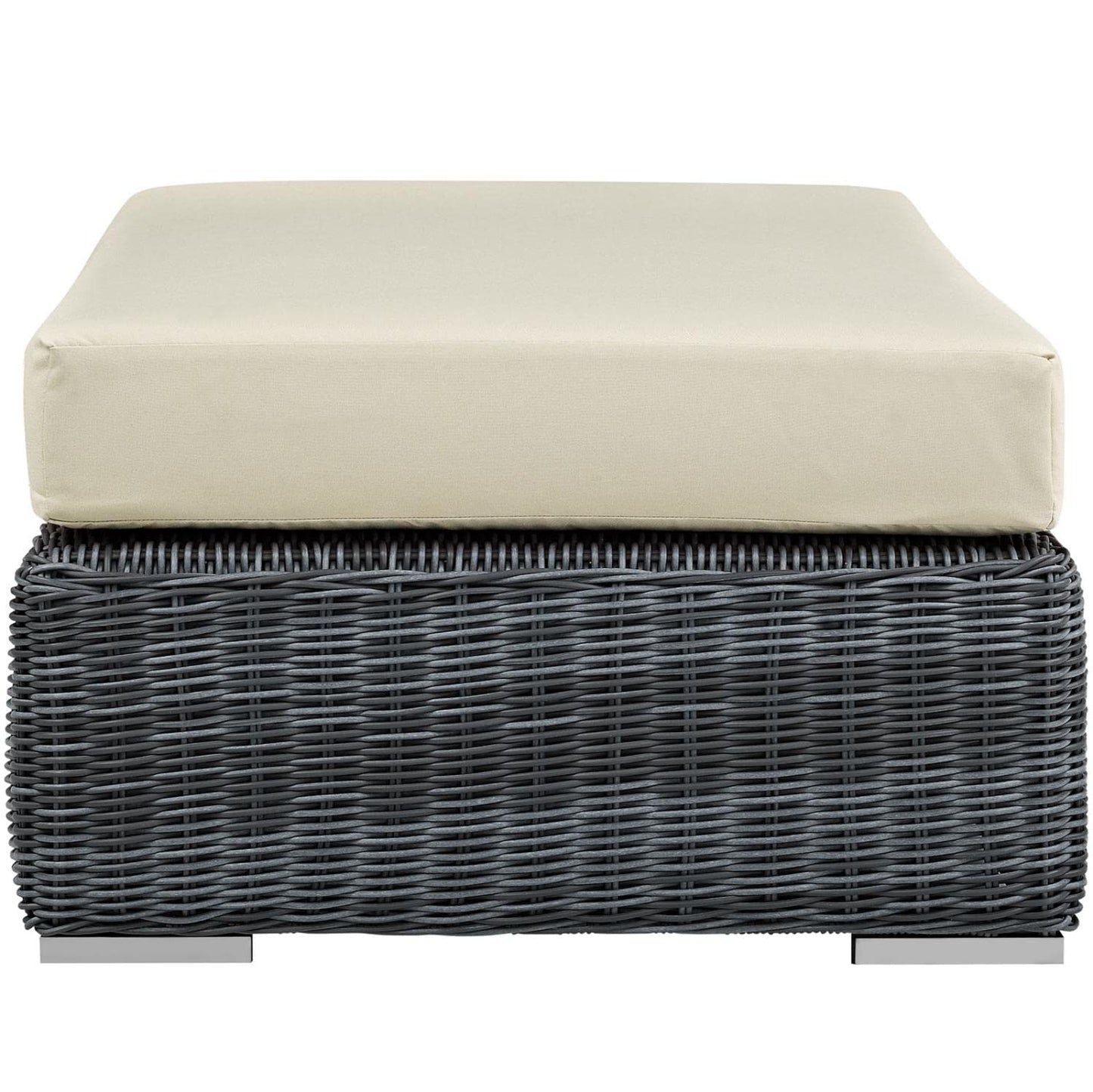 ottomans | CasaFoyer Summon Outdoor Patio Rectangle Ottoman | Two-Tone Rattan | Sunbrella Cushions | Aluminum Frame | Ideal for Patio, Backyard, Poolside | casafoyer.myshopify.com