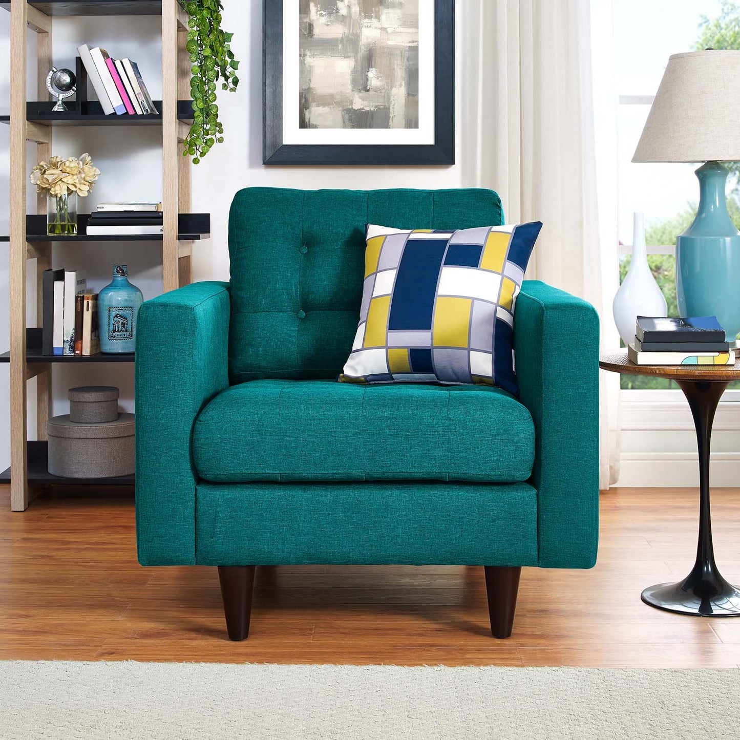 ottomans | CasaFoyer Empress Upholstered Armchair | Elegant Design | Tufted Buttons | Luxurious Cushions | Teal | casafoyer.myshopify.com