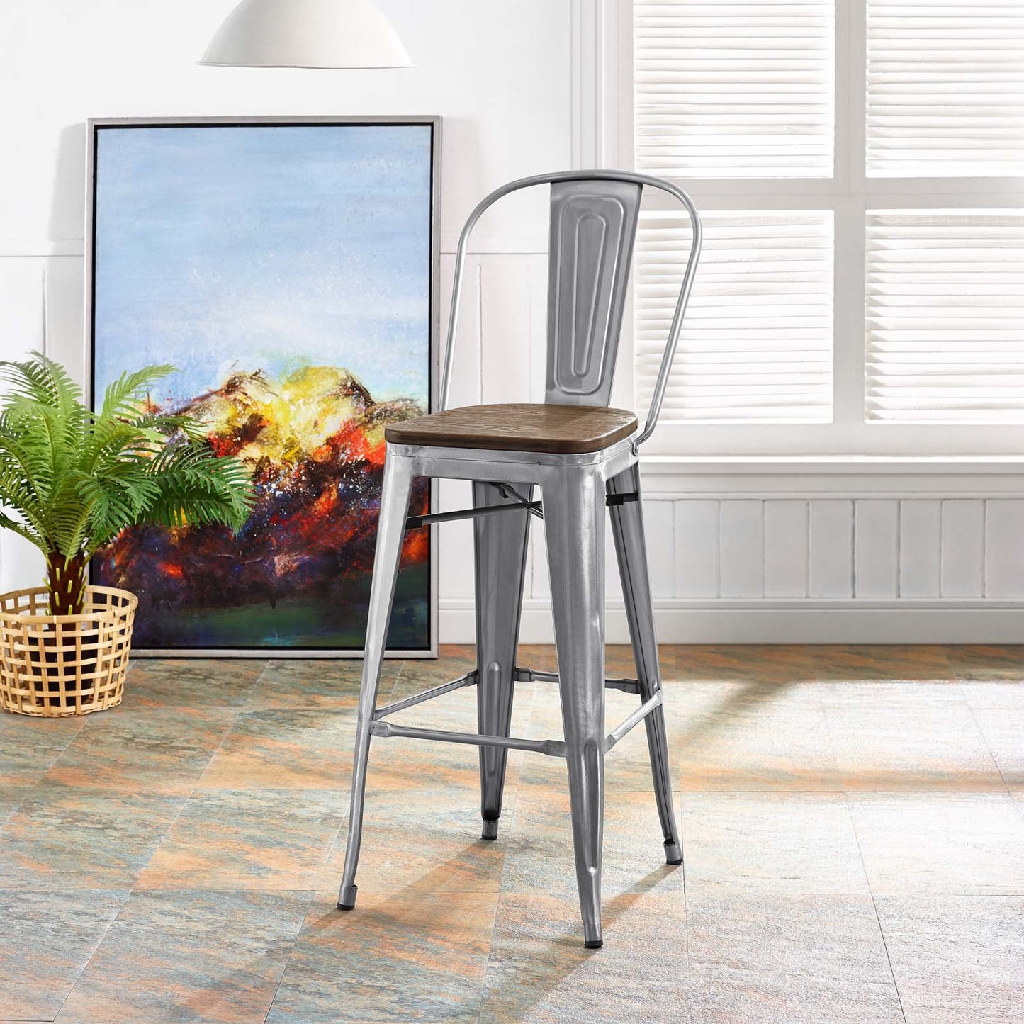 barstools | CasaFoyer Promenade Side Bamboo & Metal Bar Stool | Vintage Steel Finish | Industrial Modern Style | Enhance Dining Experience | Complementary Piece | casafoyer.myshopify.com