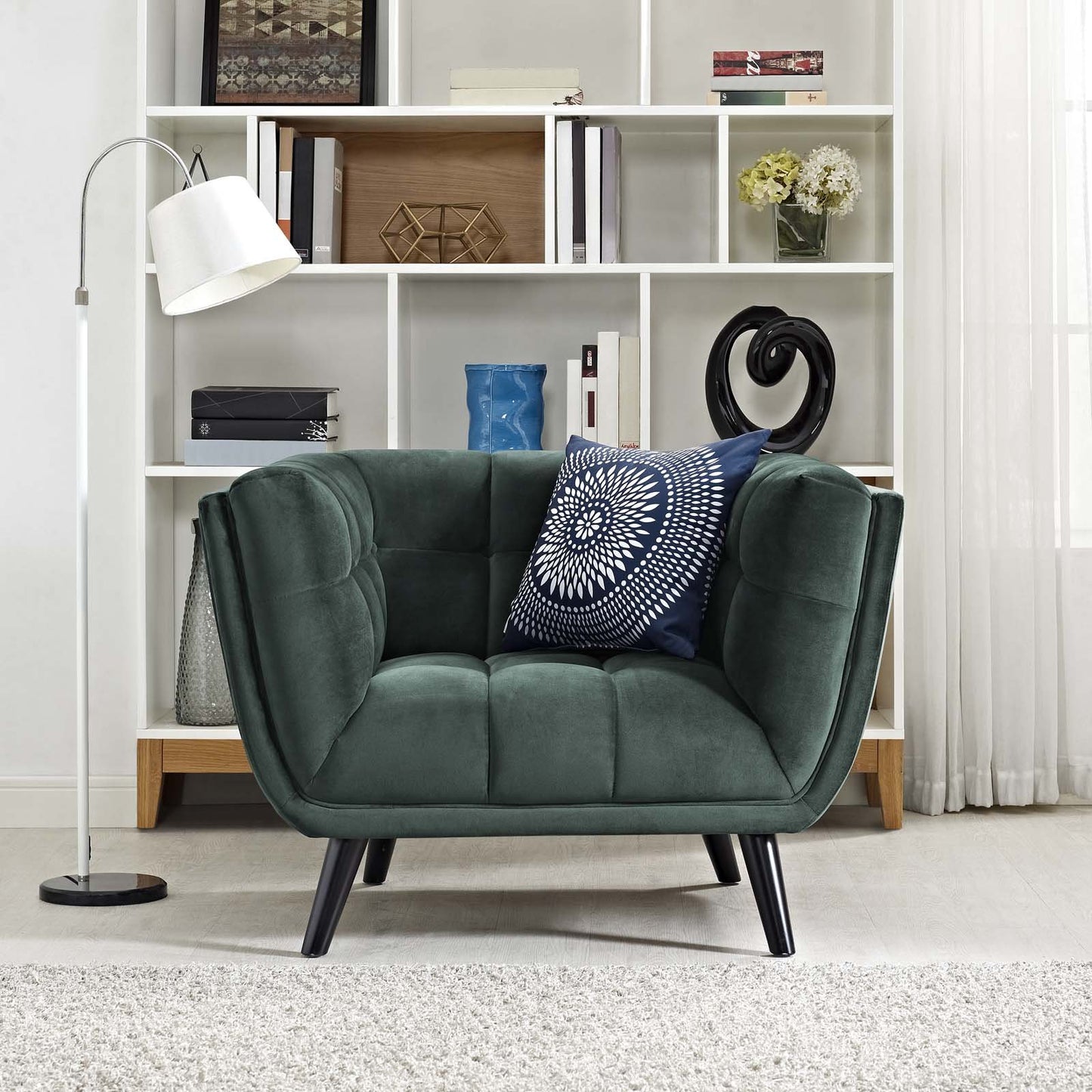 home office desk chairs | CasaFoyer Bestow Performance Velvet Armchair | Luxurious & Stain-Resistant | Plush Foam Padding | Elegant Button Tufting | Sturdy Black Wood Legs | Ample Seating | Perfect for Mid-Century & Farmhouse Decor | casafoyer.myshopify.com