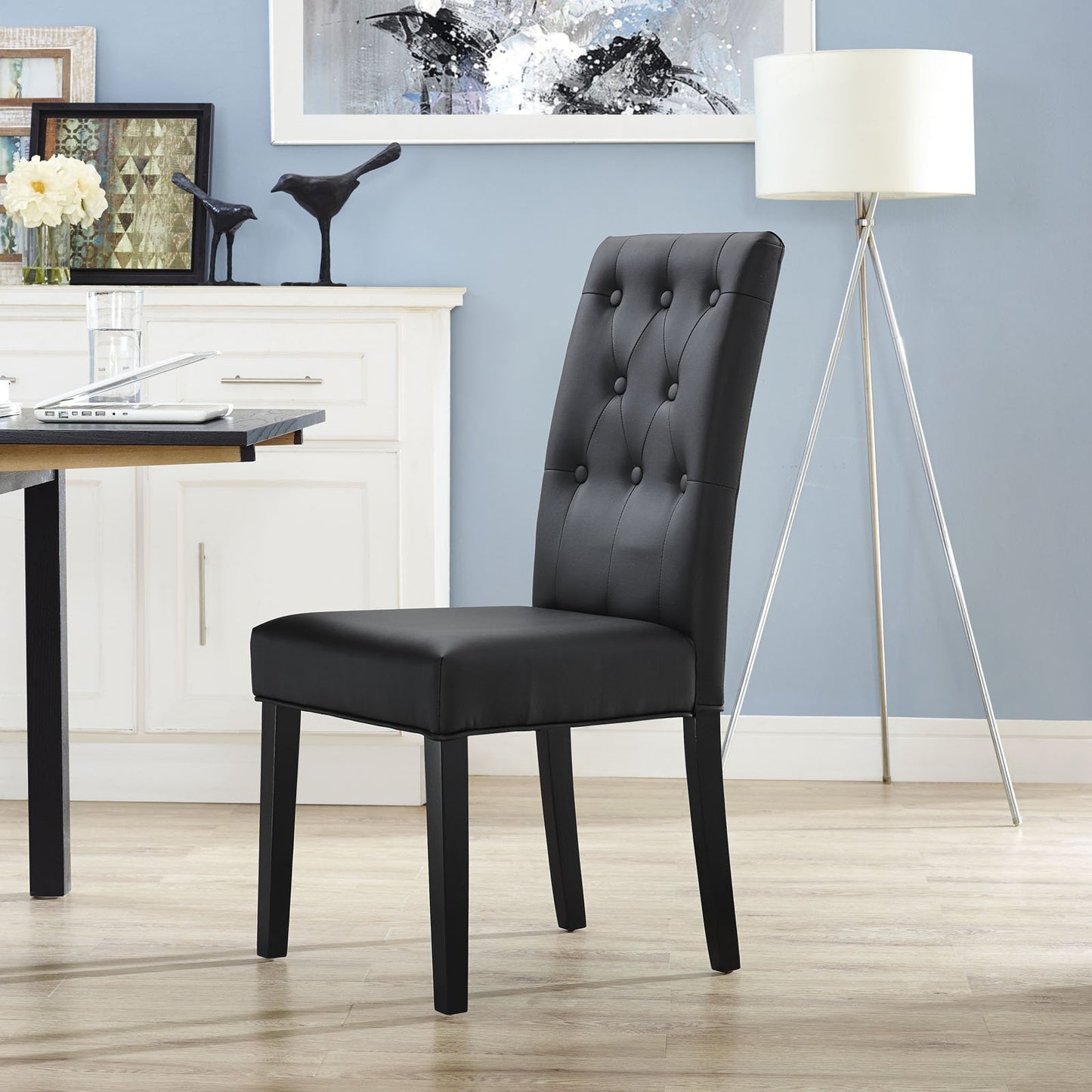 Dining Table | Confer Dining Chair | Elegant and Comfortable | High-Density Foam Cushioning | Faux Leather Upholstery | Sturdy Stained Hardwood Legs | casafoyer.myshopify.com