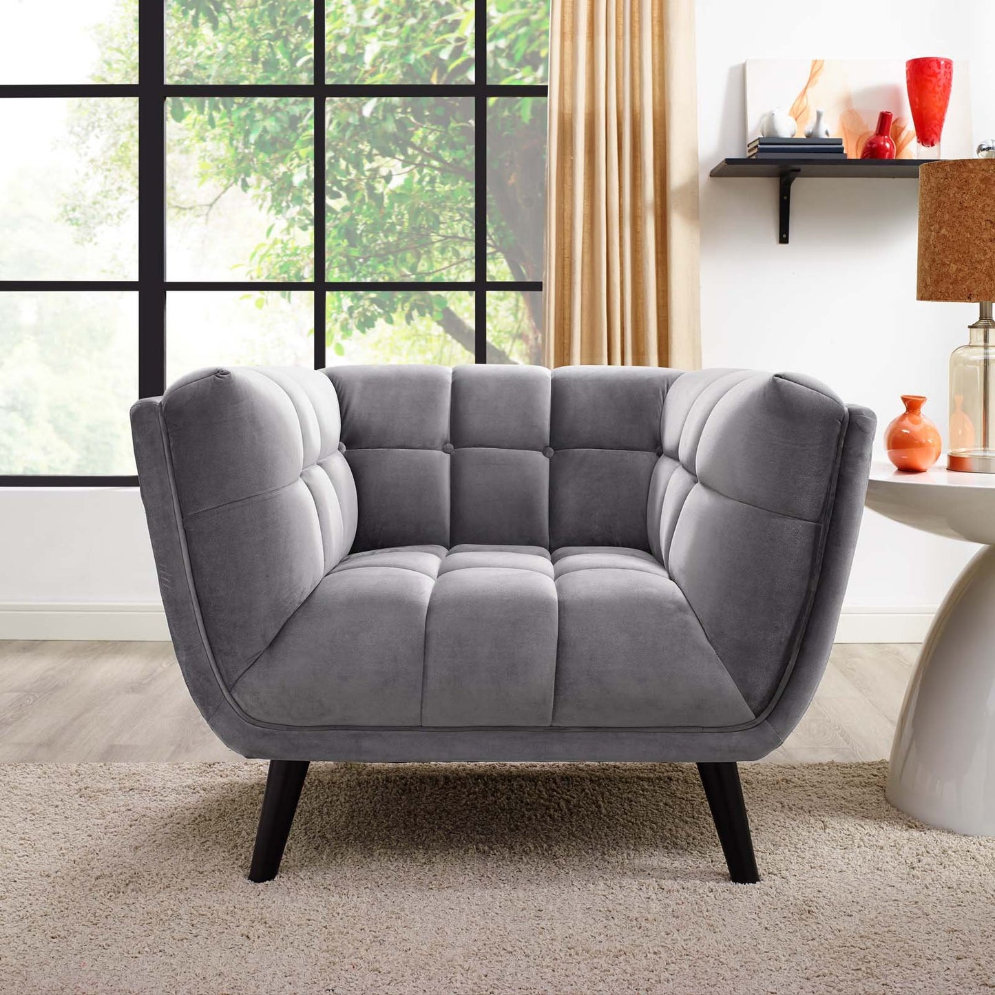 home office desk chairs | CasaFoyer Bestow Performance Velvet Armchair | Stain Resistant | Easy to Clean | Generously Padded | Stable Wood Legs | Gray | casafoyer.myshopify.com