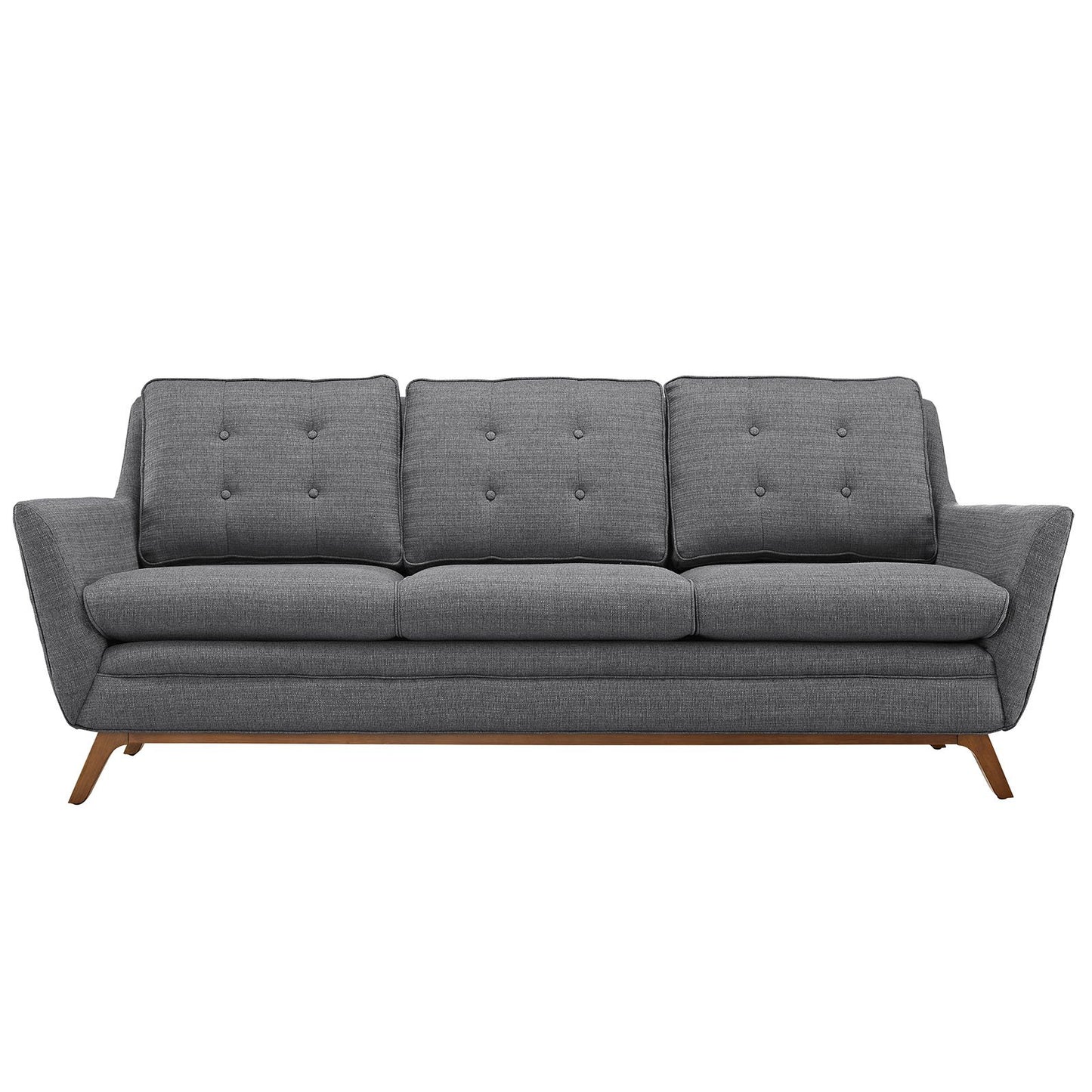 sofas | CasaFoyer Beguile Collection | Mid-Century Style Sofa | Plush Cushions | Walnut-Stained Base | Enhance Your Interior Design | casafoyer.myshopify.com