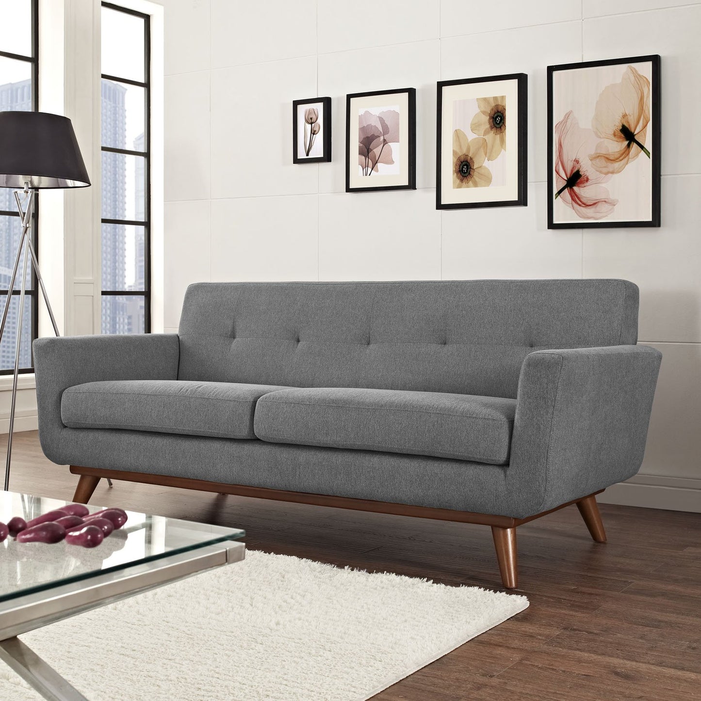 sofas | CasaFoyer Engage Loveseat | Gently Curved Design | Dual Cushions | Tufted Buttons | Sturdy Wood Legs | Plush Upholstery - Perfect for Lounging and Conversations | casafoyer.myshopify.com