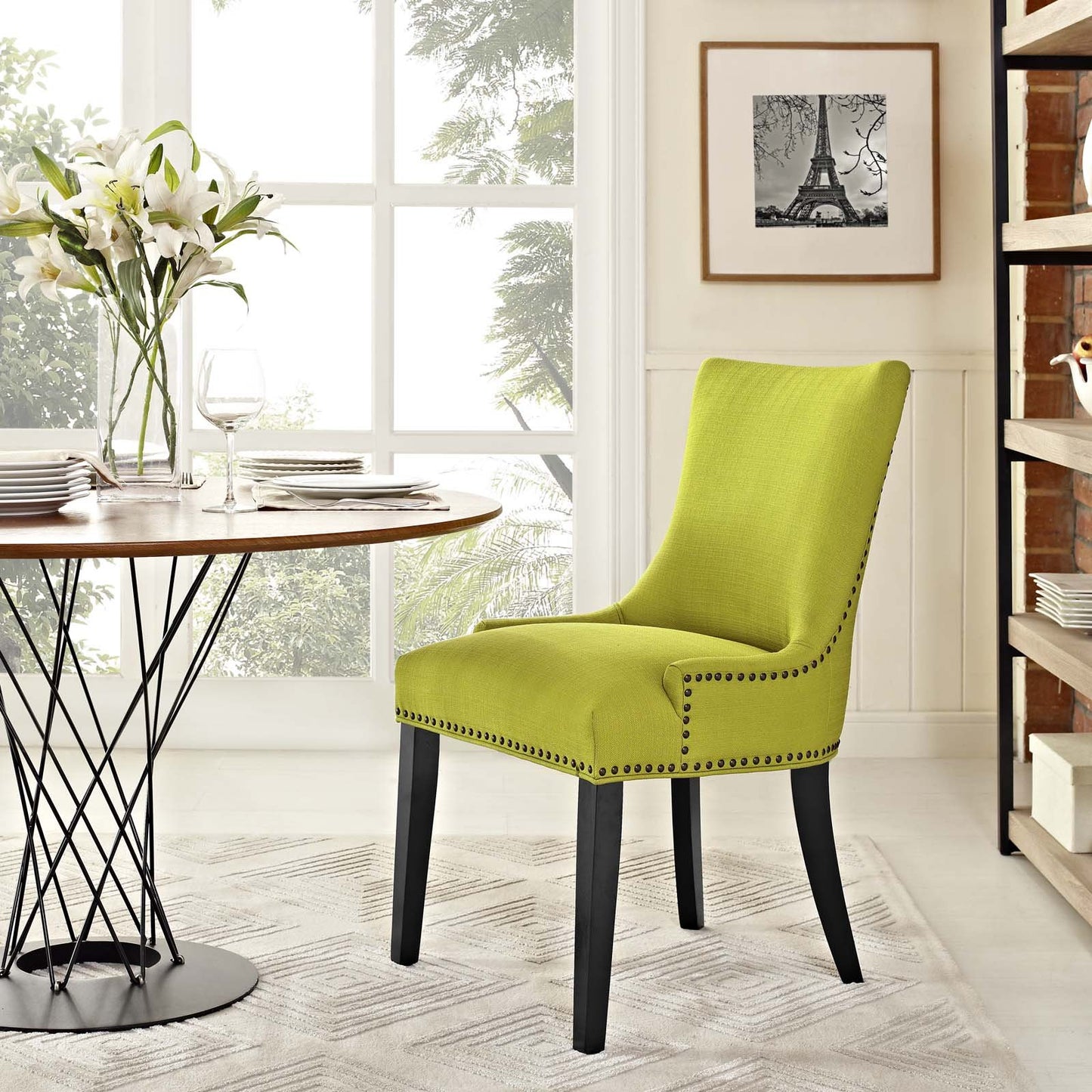 home office desk chairs | CasaFoyer Marquis Dining Side Chair | Elegant Hourglass Back | Nailhead Trim | Foam Padded Seat | Polyester Upholstery | Non-Marking Foot Caps | Tapered Wood Legs | Ideal for Modern & Traditional Dining Rooms | casafoyer.myshopify.com