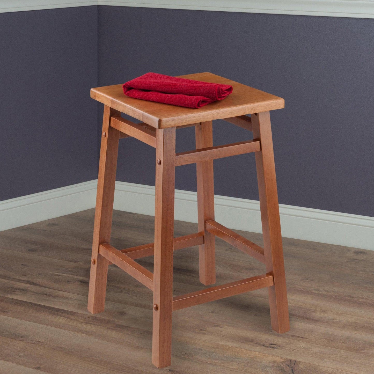 barstools | CasaFoyer Wood Carter Square Seat Counter Stool | Teak Finish | Stable & Stylish | Bar/Counter Height | 13.9W x 13.9D Seat | Easy Assembly | 24H | casafoyer.myshopify.com
