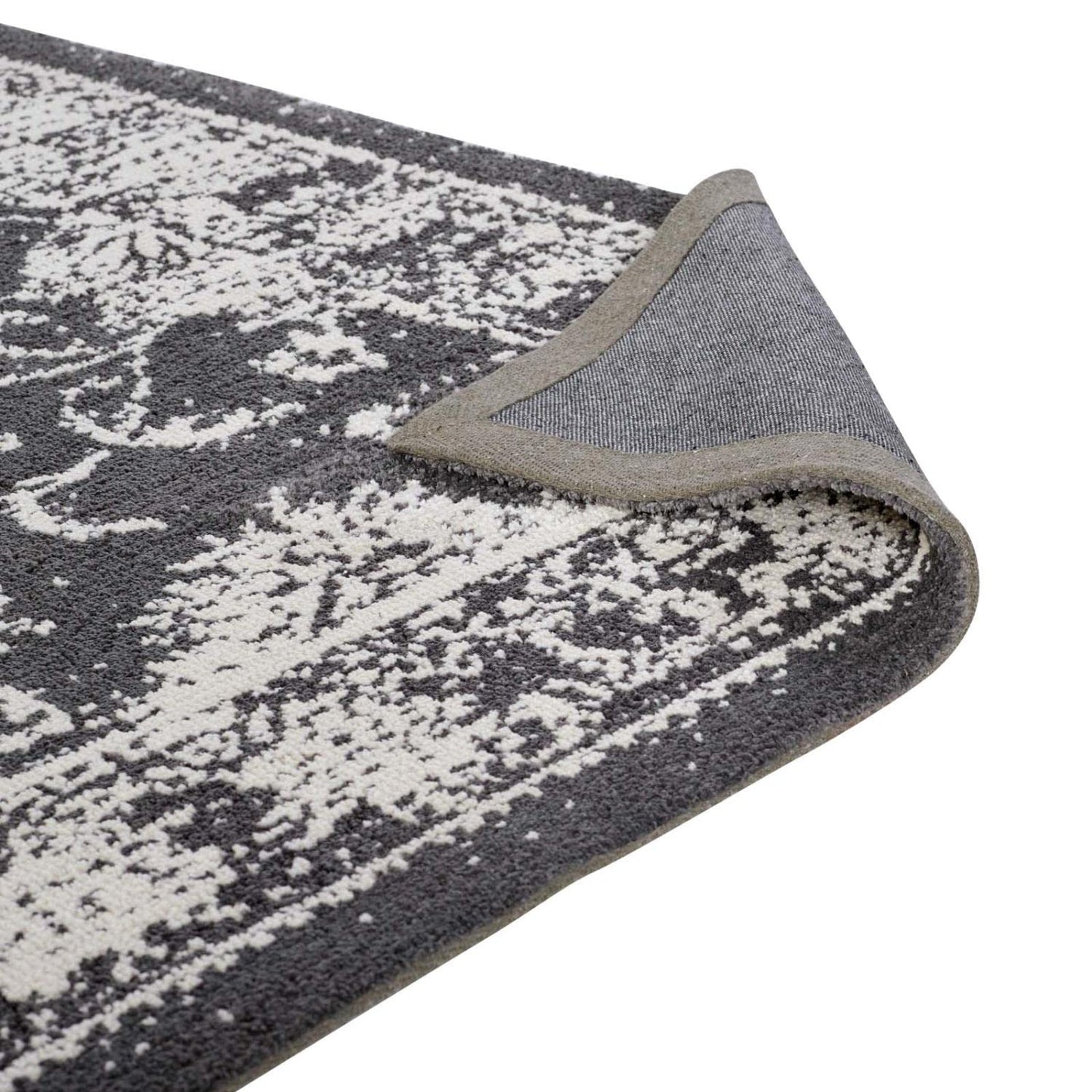 Carpet & Rugs | CasaFoyer Kazia Distressed Floral Lattice Area Rug | Modern Design | Plush Microfiber | Stain Resistant | 5x8 Dark Gray and Ivory | casafoyer.myshopify.com