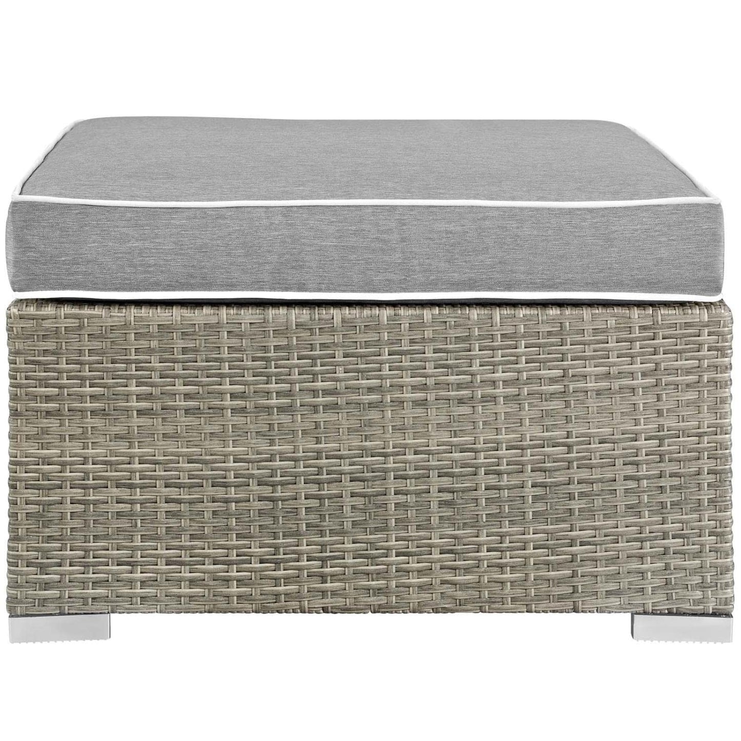 ottomans | CasaFoyer Repose Outdoor Patio Ottoman | Stylish & Comfortable | Tan/Gray Rattan Weave | UV Protection | Plush Cushions | Non-Marking Foot Pads | 331lb Capacity | casafoyer.myshopify.com