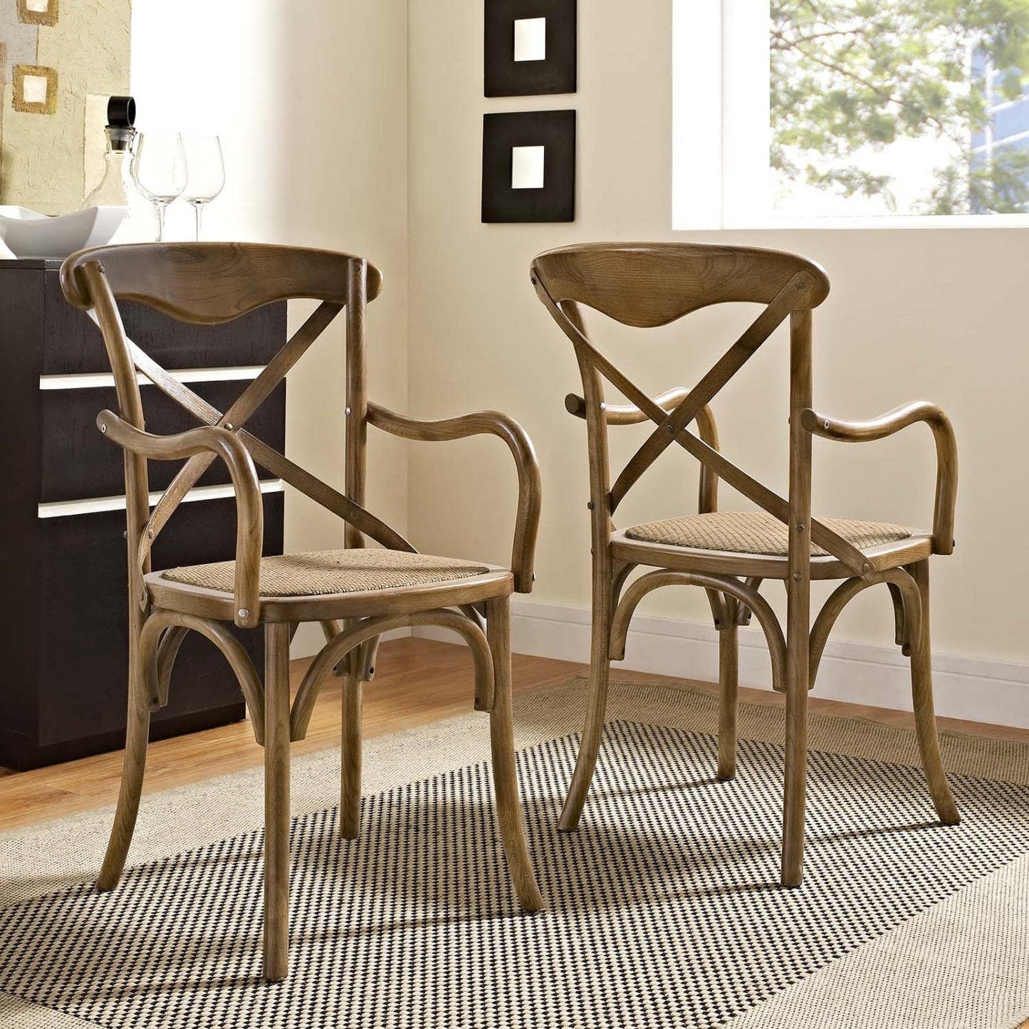 home office desk chairs | CasaFoyer Nostalgic Rustic Charm Dining Armchair Set | Wooden Backrest, Tapered Legs | Perfect for Country Cottages, Rustic Settings, or Urban Dwellings | Set of 2 | casafoyer.myshopify.com