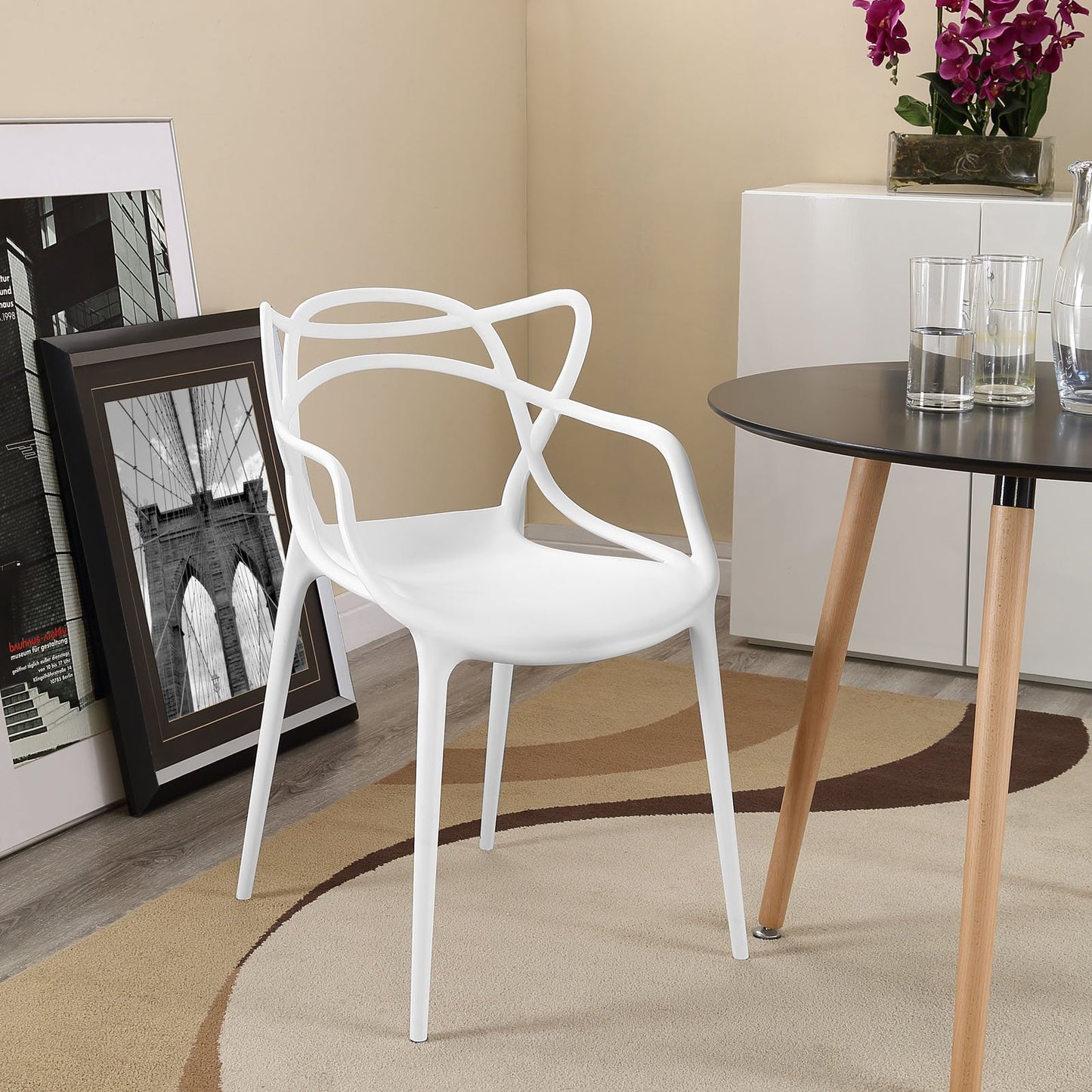 Chair | Entangled Dining Chair | Mesmerizing Design | Molded Plastic | Fully Assembled | Easy-to-Clean Surface | Foot Caps | White | casafoyer.myshopify.com