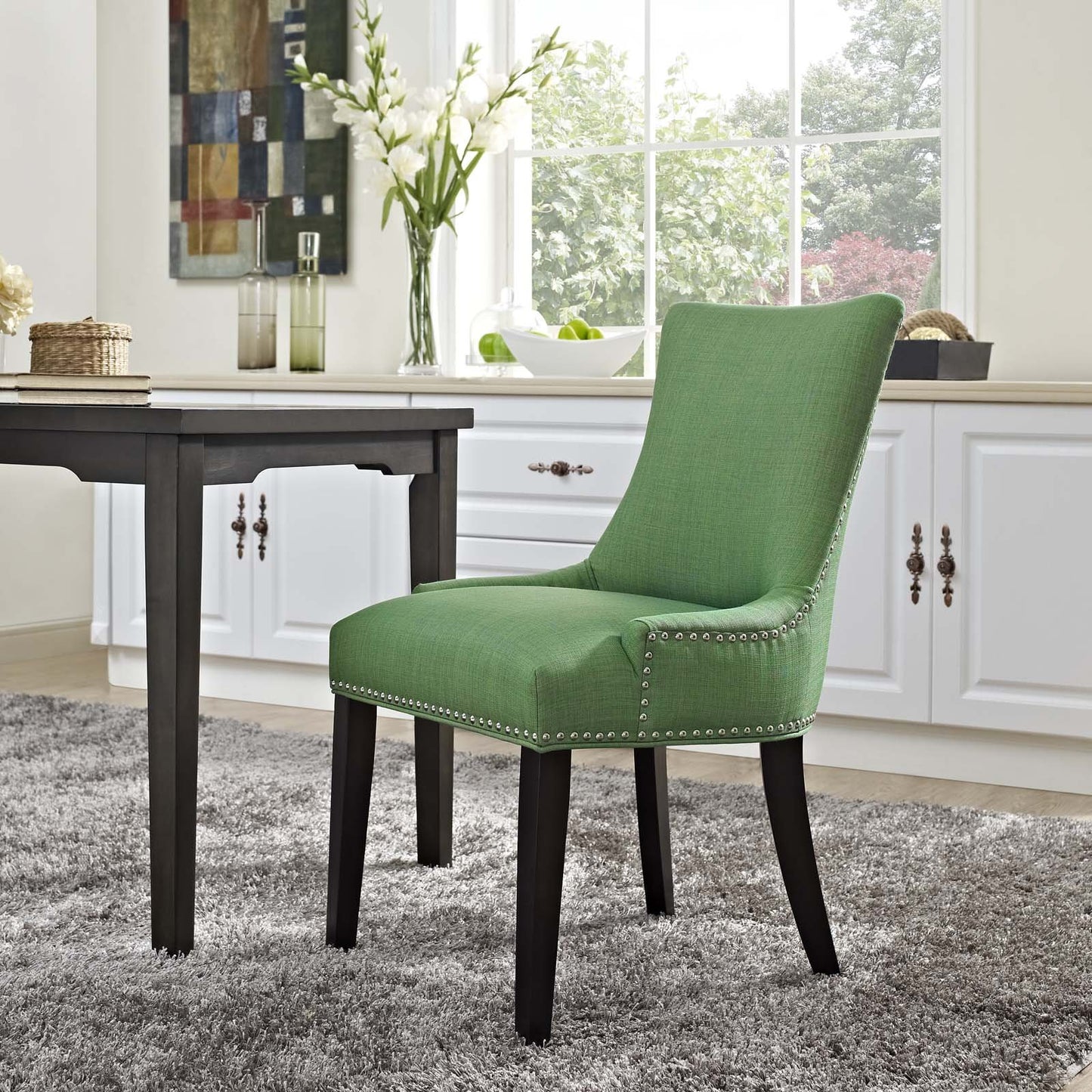 home office desk chairs | CasaFoyer Marquis Dining Side Chair | Hourglass Back | Nailhead Trim | Non-Marking Foot Caps | Tapered Wood Legs | Premium Polyester Upholstery | Stylish & Functional | Perfect for Modern & Traditional Dining | Includes 1 Chair | casafoyer.myshopify.com