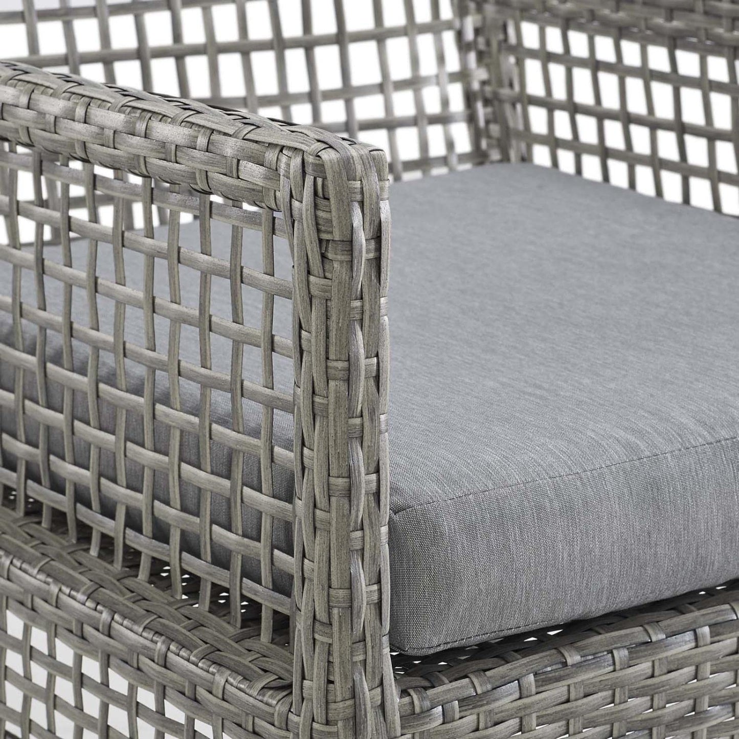 sofas | CasaFoyer Aura Outdoor Patio Collection - 7 Piece Wicker Rattan Set | Gray-on-Gray Weave | Powder-Coated Aluminum Frame | Machine Washable Cushions | Non-Marking Foot Caps | Ideal for Outdoor Gatherings | casafoyer.myshopify.com