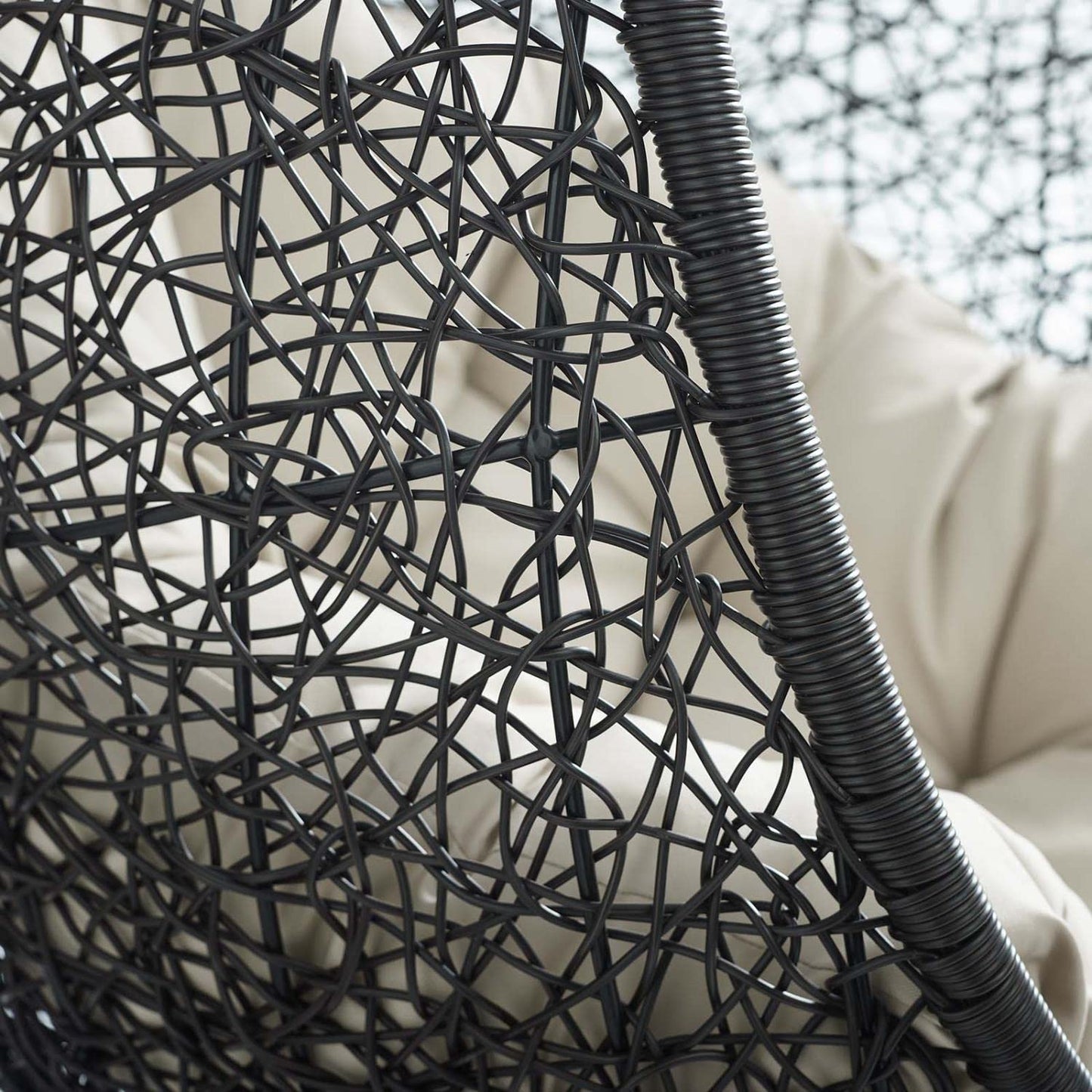 porch swings | Ergode Encase Outdoor Patio Swing Chair | Exotic Island Tranquility | Synthetic Rattan | All-Weather Cushion | Powder-Coated Steel Frame | Adjustable Chain | Patio, Backyard, Porch, Poolside | Indoor/Outdoor Use | Sunbrella Fabric | (Black Beige) | casafoyer.myshopify.com